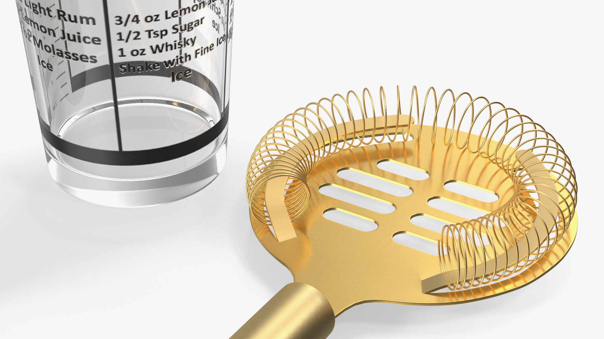 3D Cocktail Shaker Set Transparent Gold