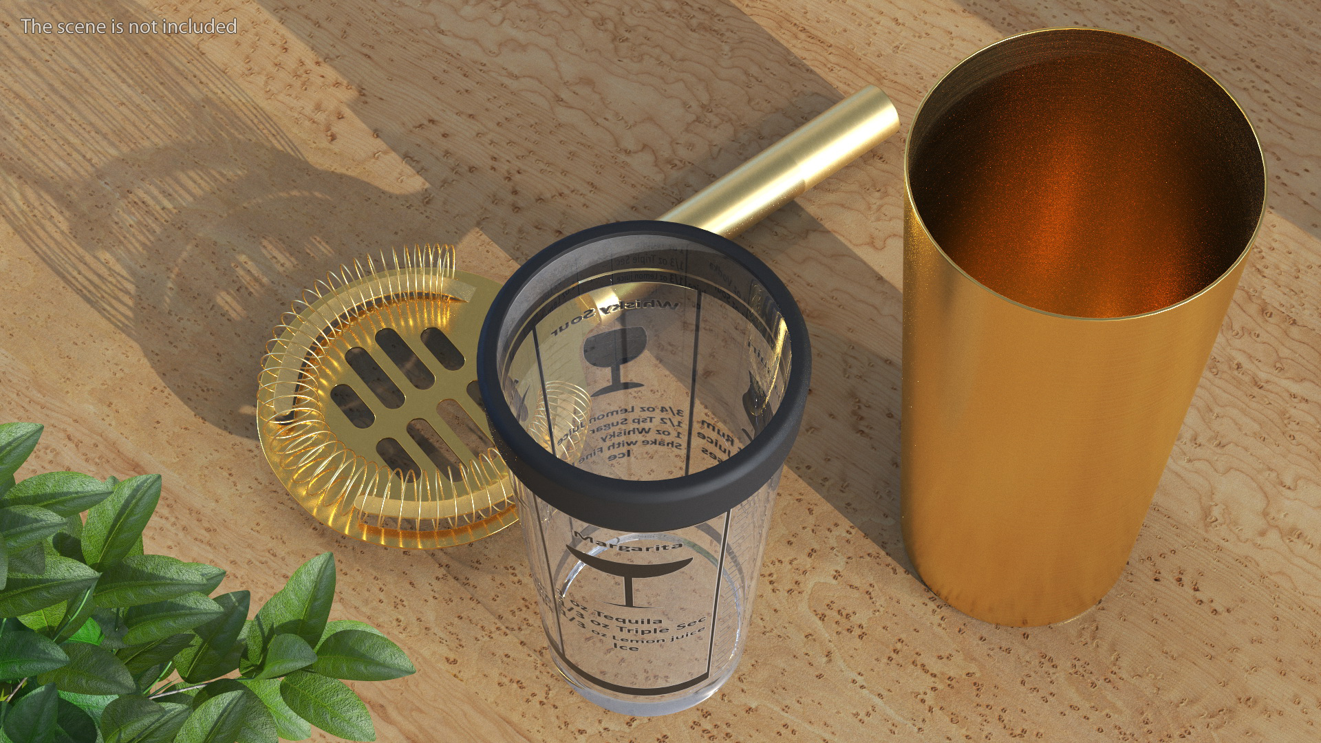 3D Cocktail Shaker Set Transparent Gold