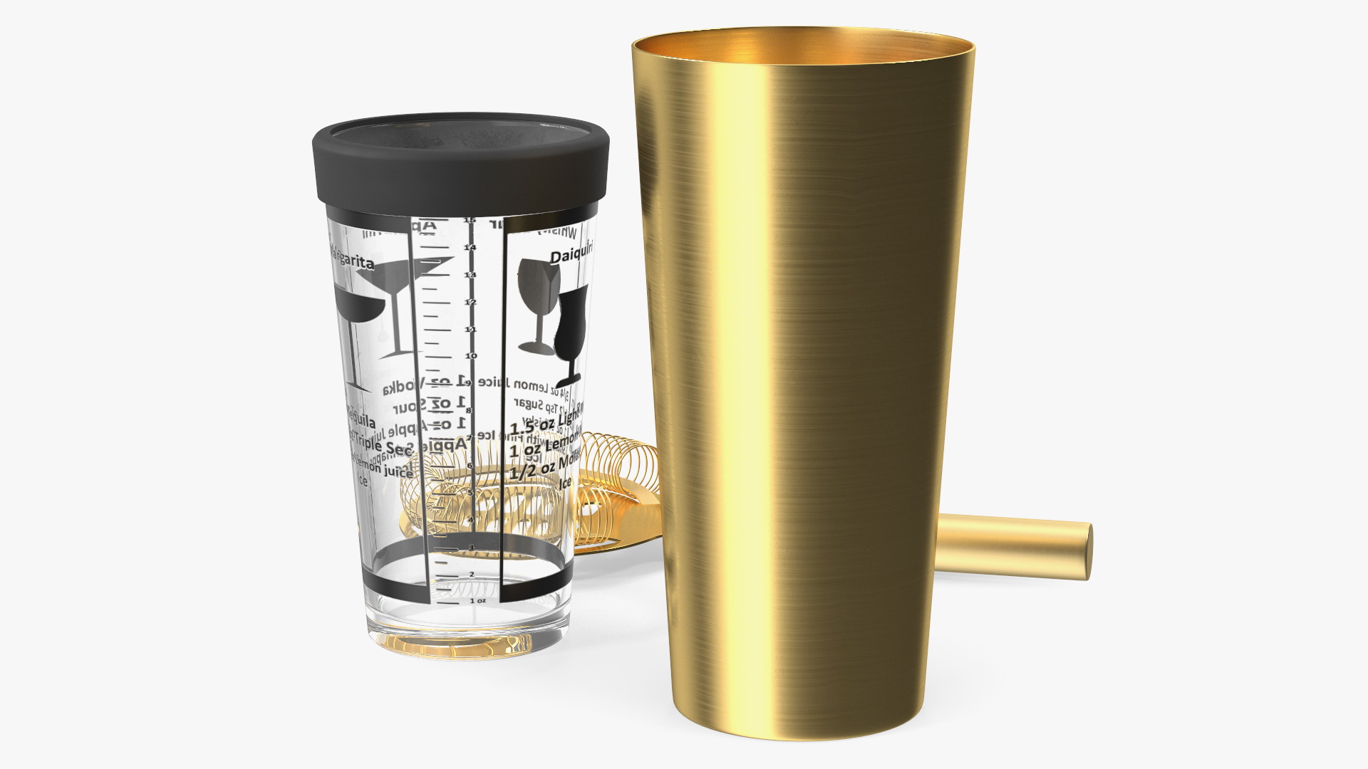 3D Cocktail Shaker Set Transparent Gold