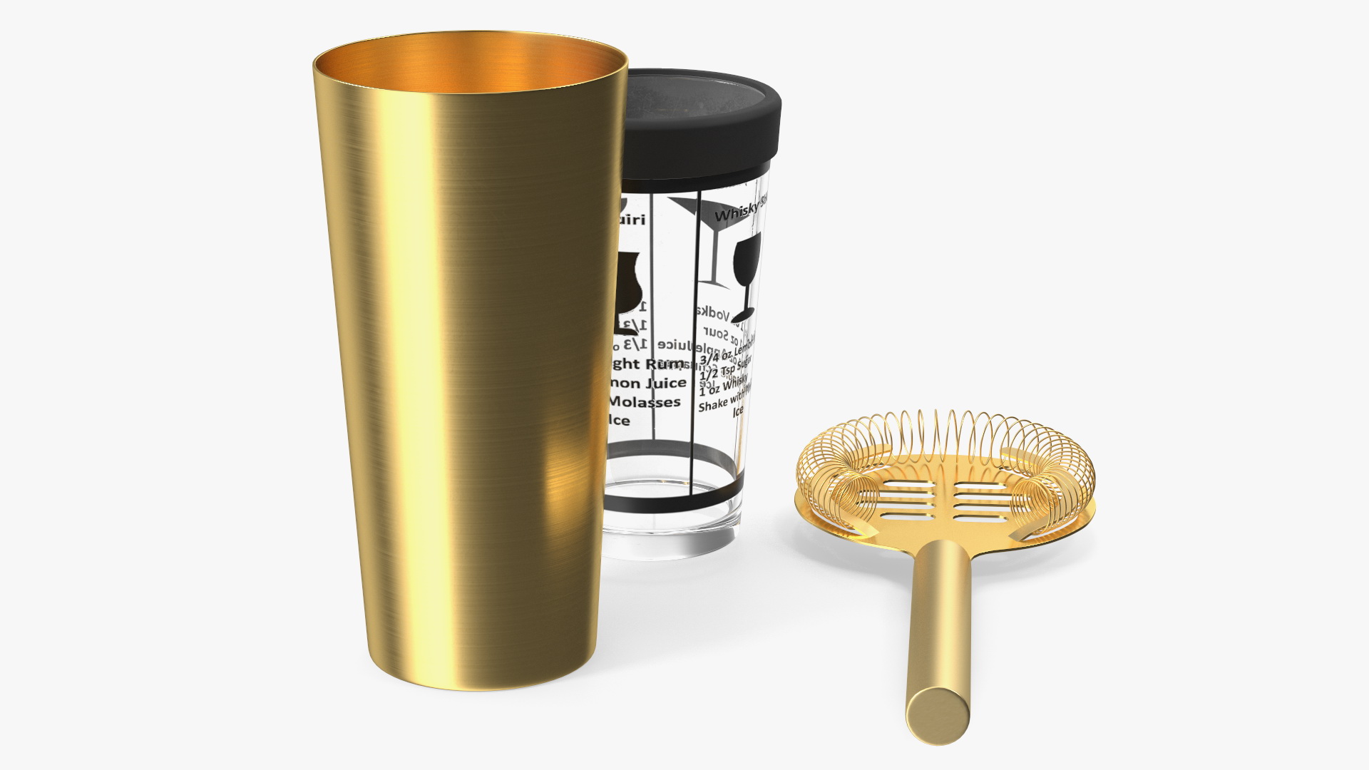 3D Cocktail Shaker Set Transparent Gold