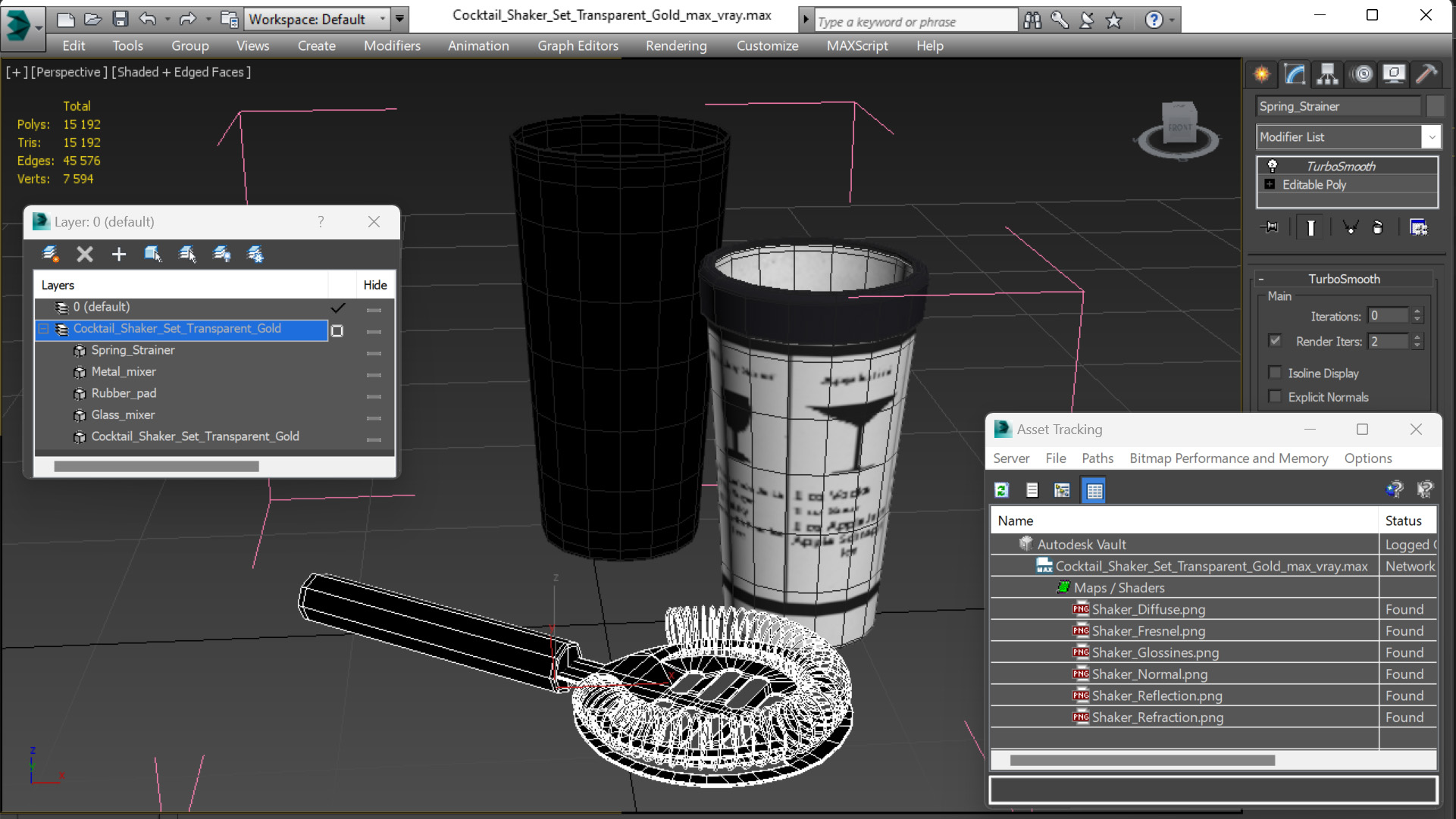 3D Cocktail Shaker Set Transparent Gold