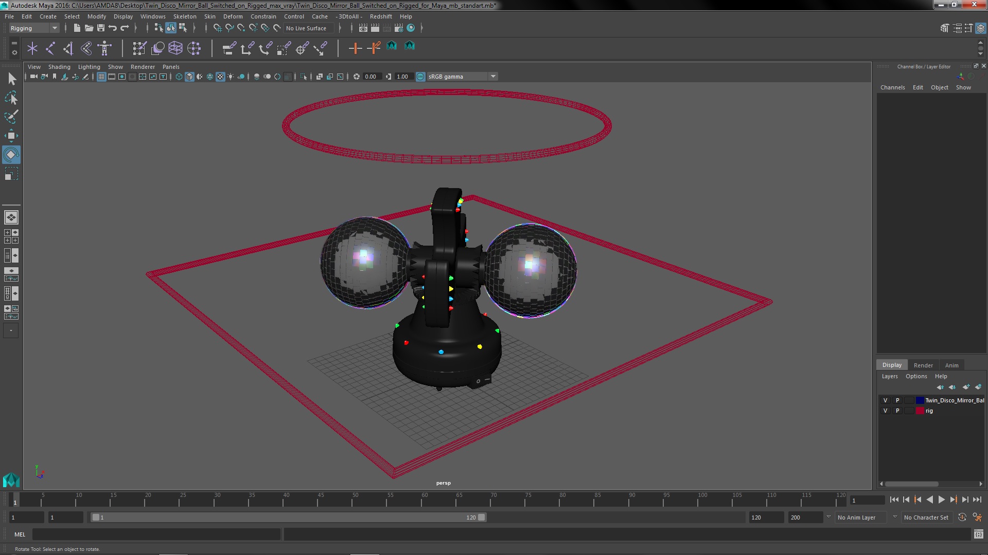 3D model Twin Disco Mirror Ball Switched on Rigged for Maya