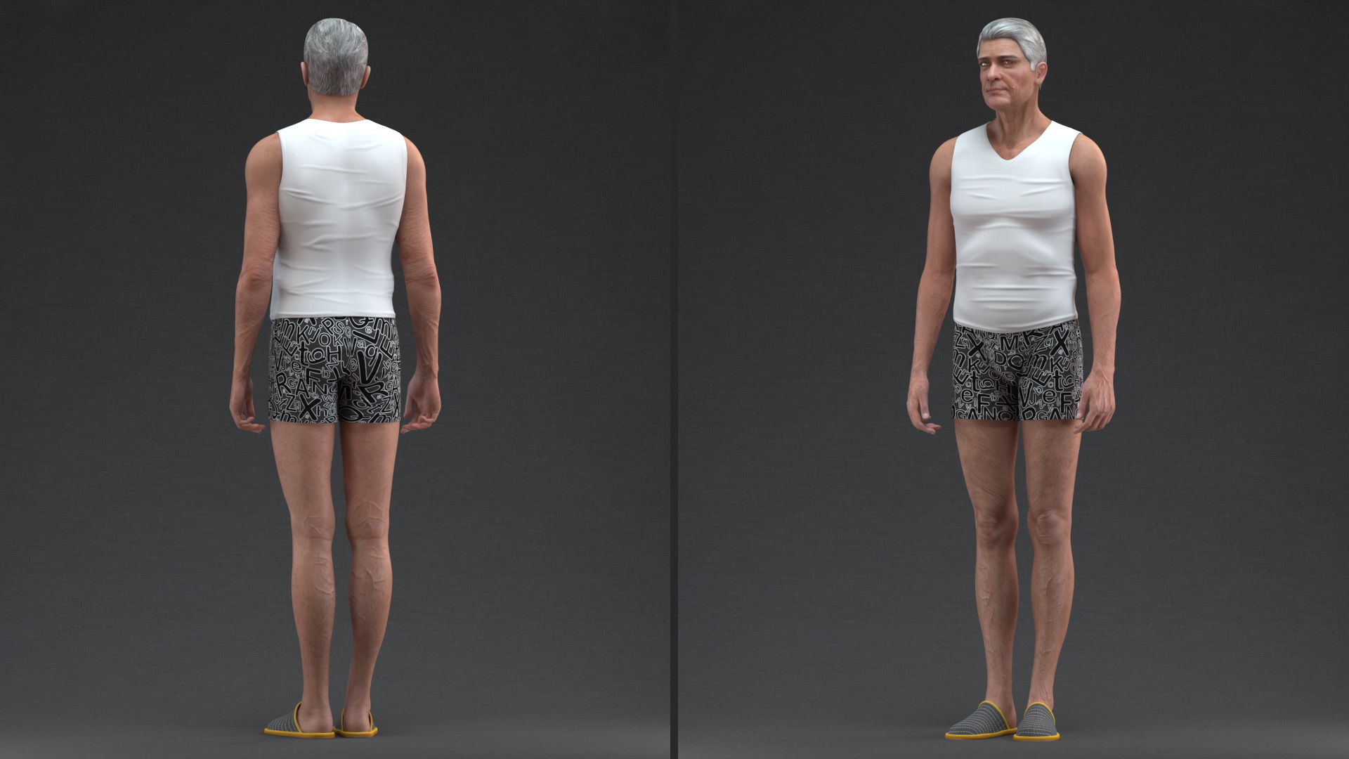 Old Man Underwear Rigged 3D model