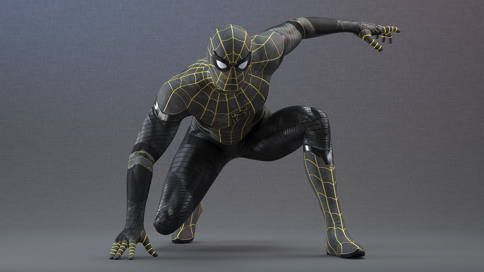 3D Spiderman Black Suit Ready Pose