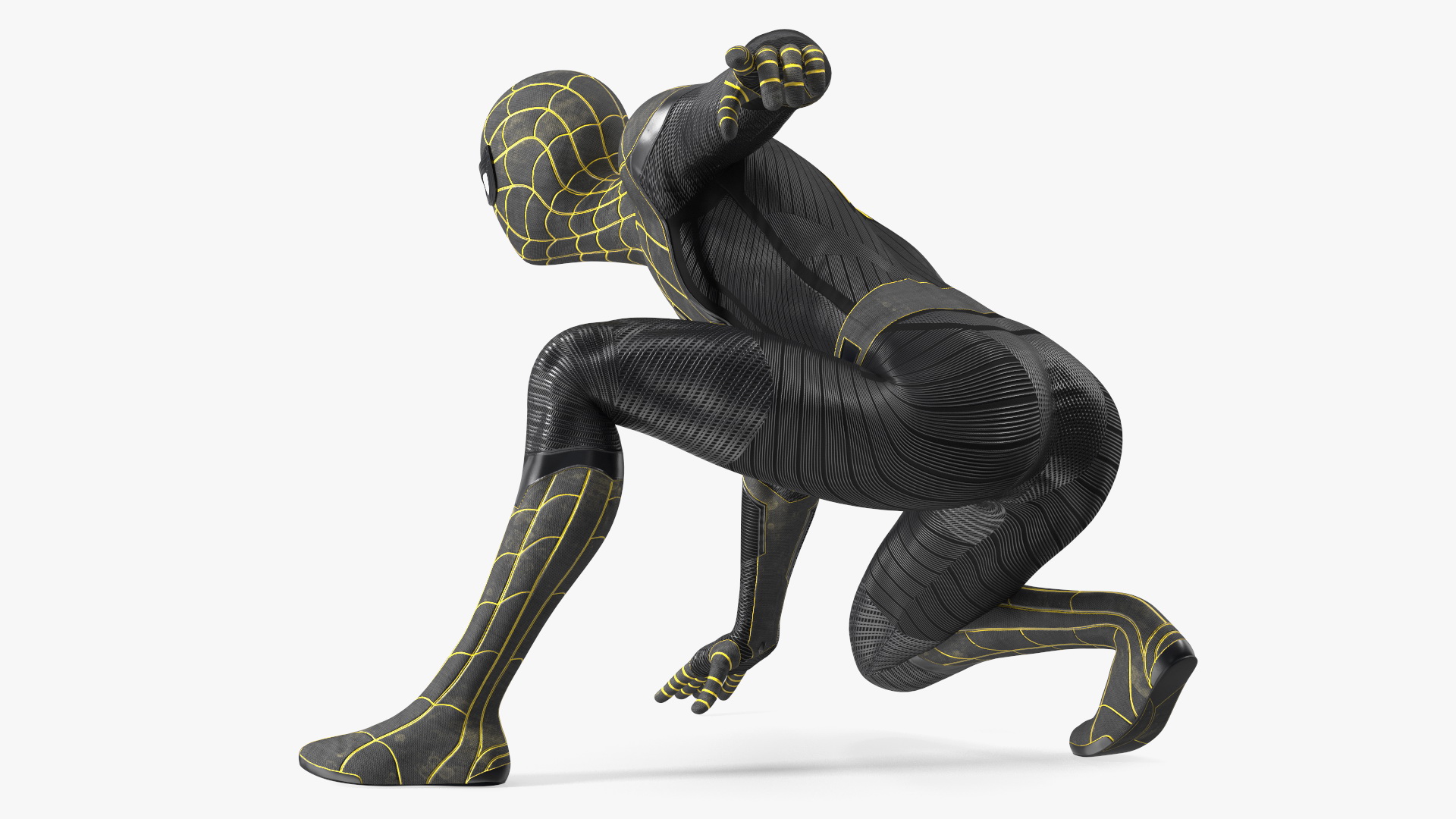 3D Spiderman Black Suit Ready Pose