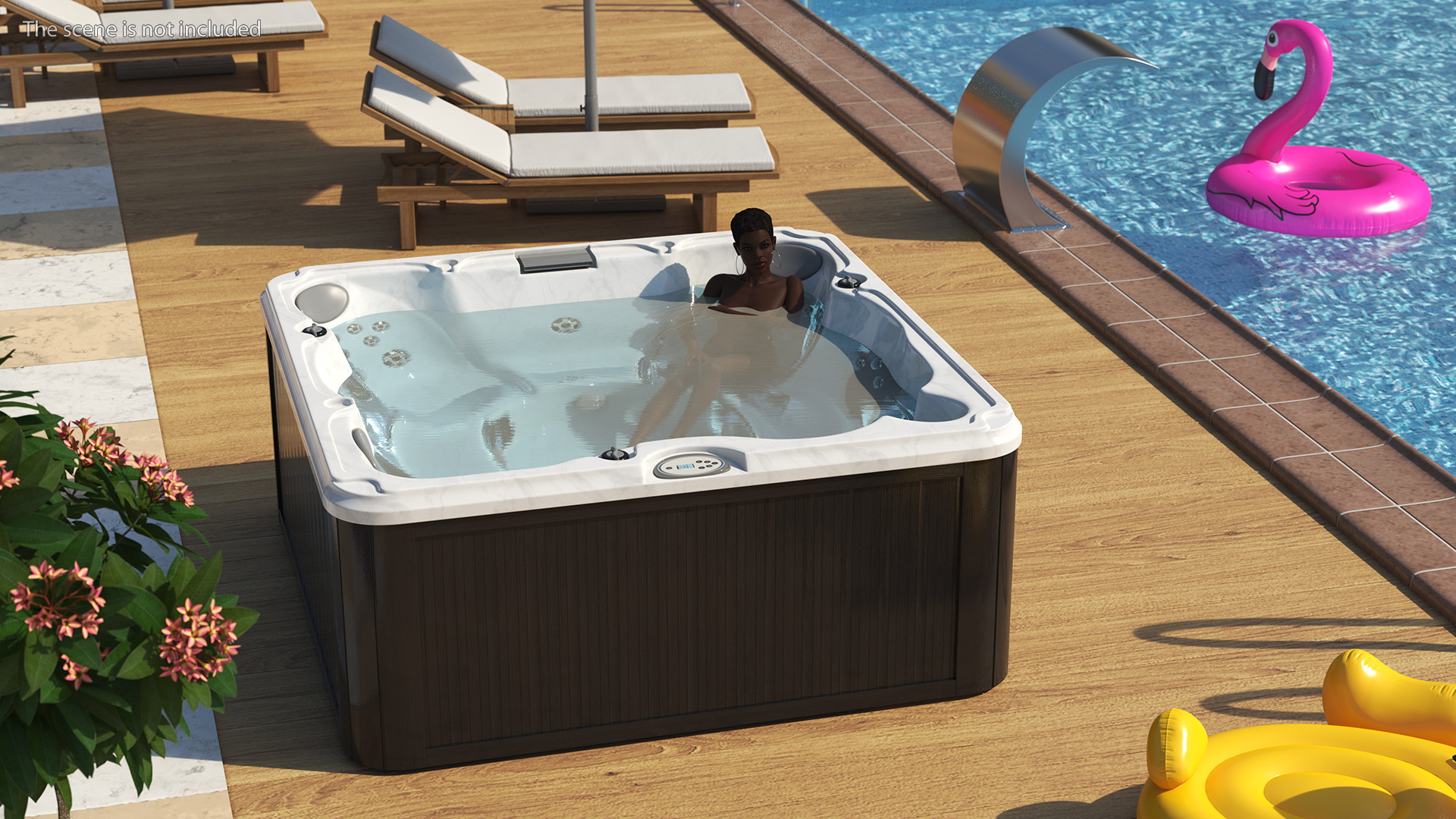 Nude Women in Hot Tub with Water 3D