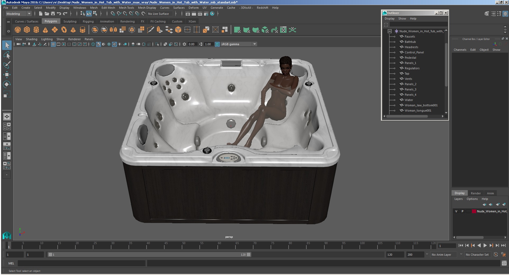 Nude Women in Hot Tub with Water 3D