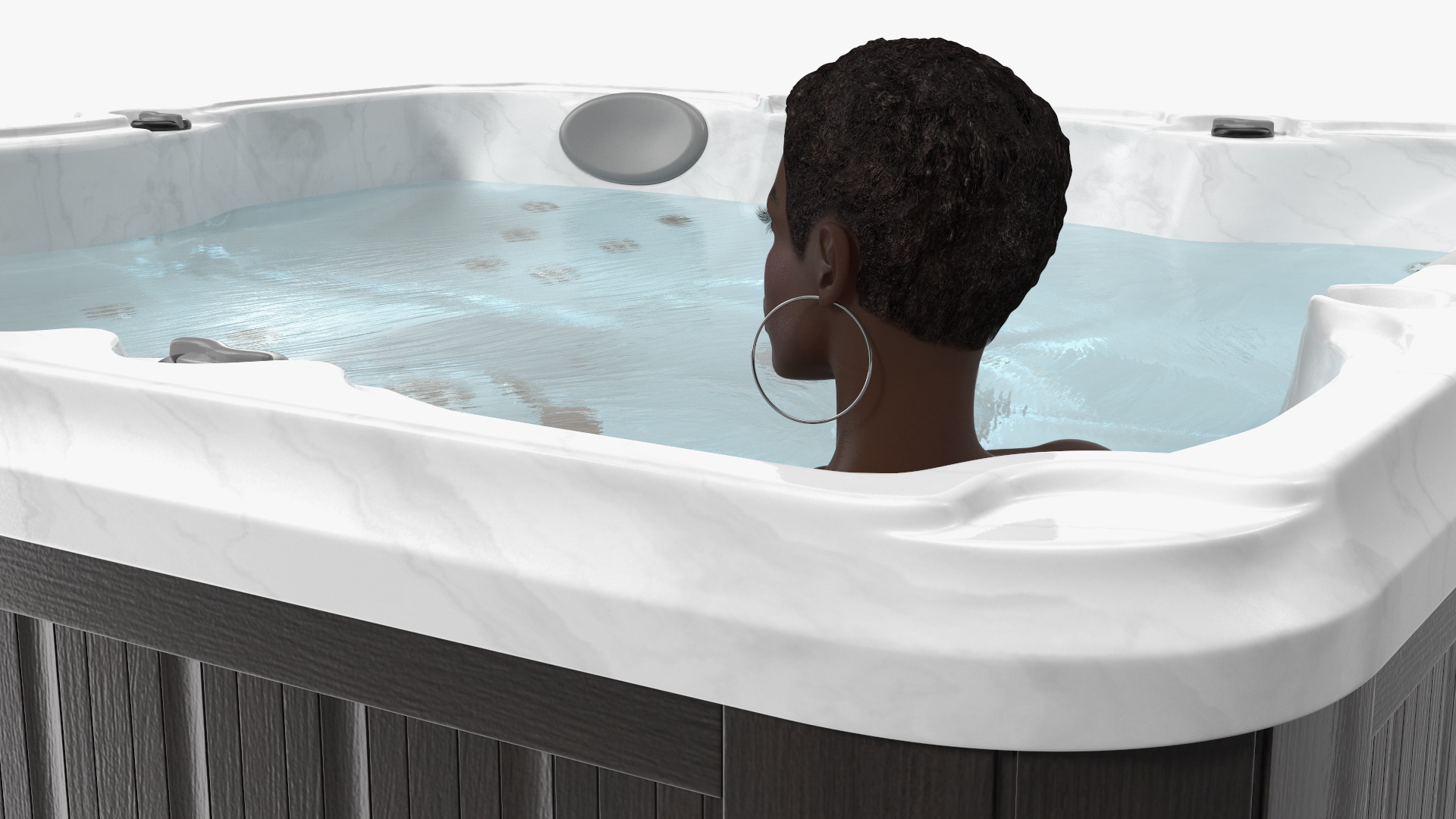 Nude Women in Hot Tub with Water 3D