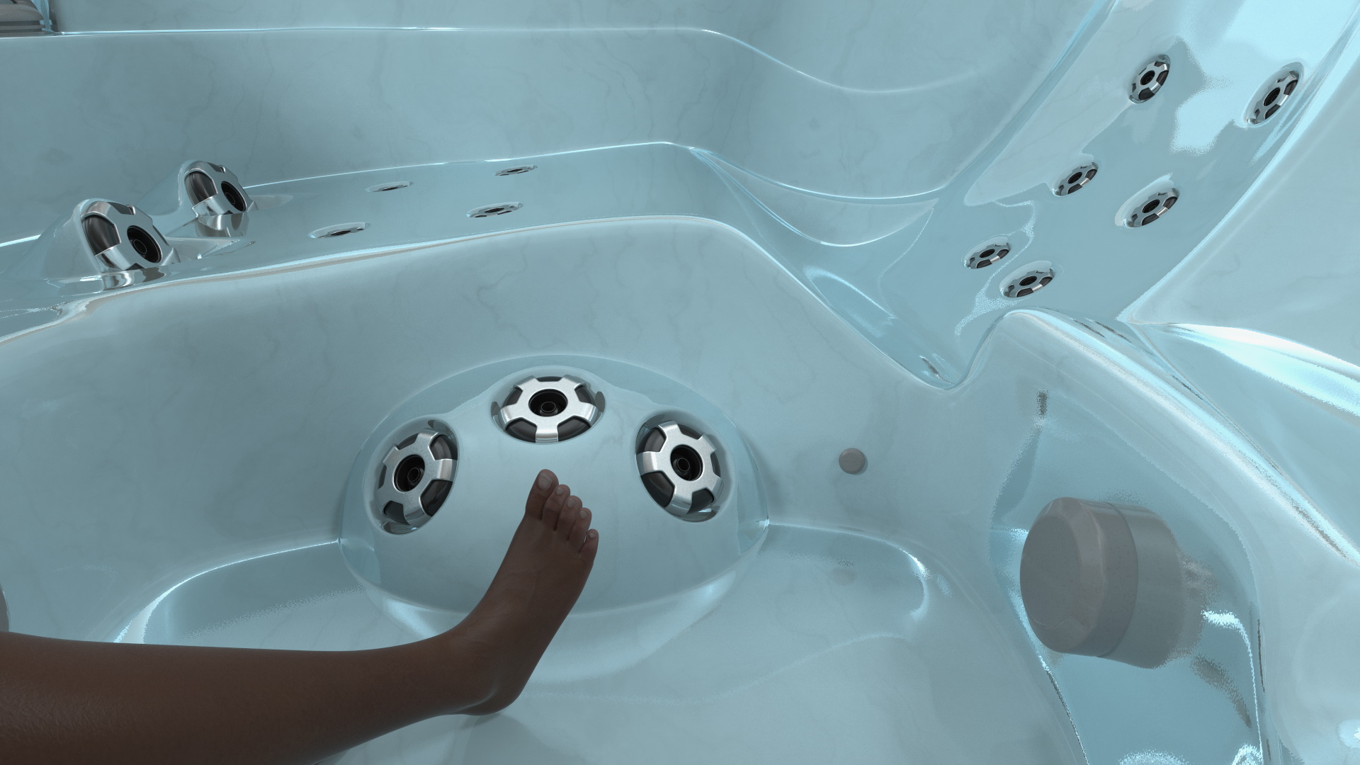 Nude Women in Hot Tub with Water 3D