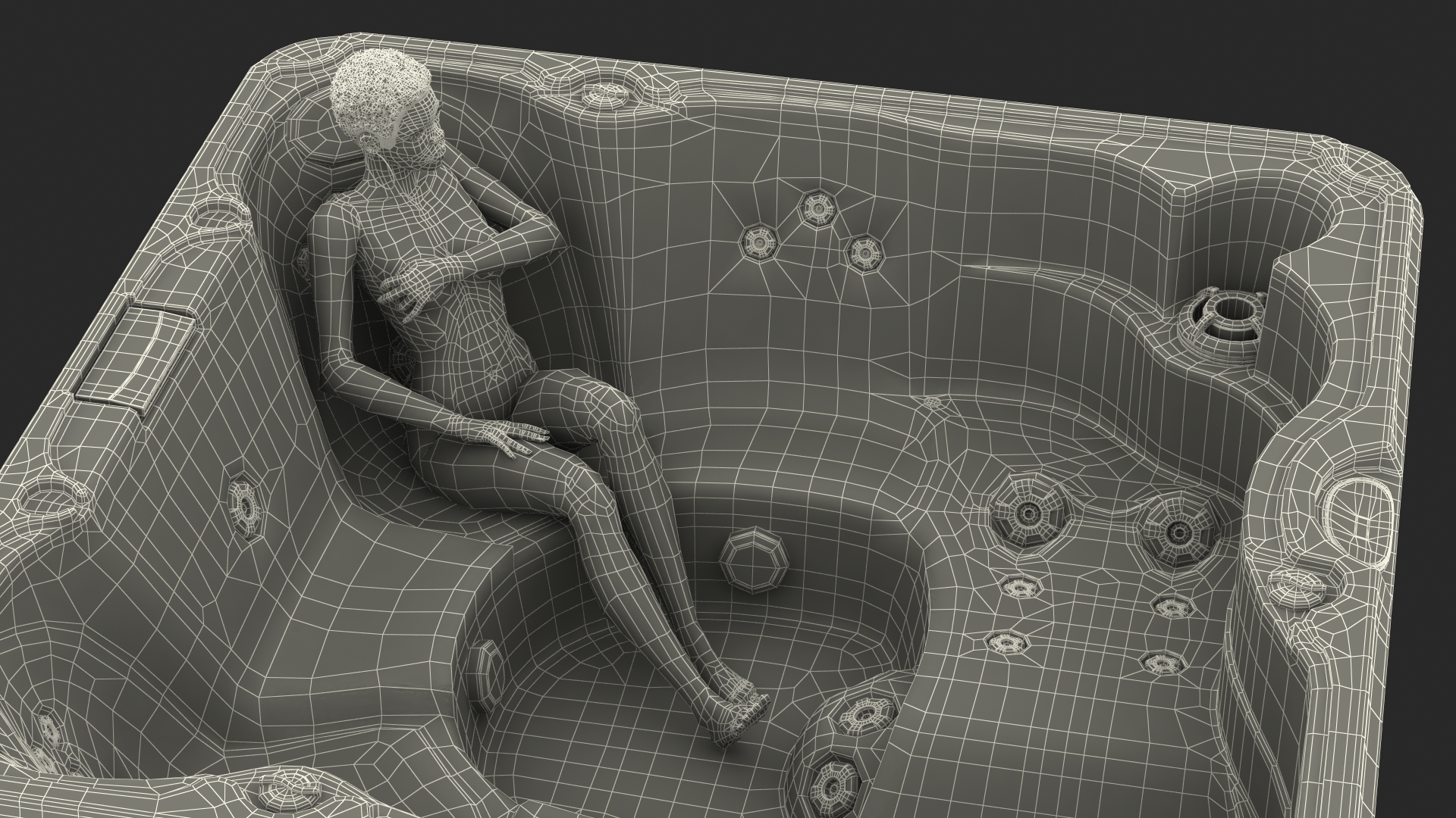 Nude Women in Hot Tub with Water 3D