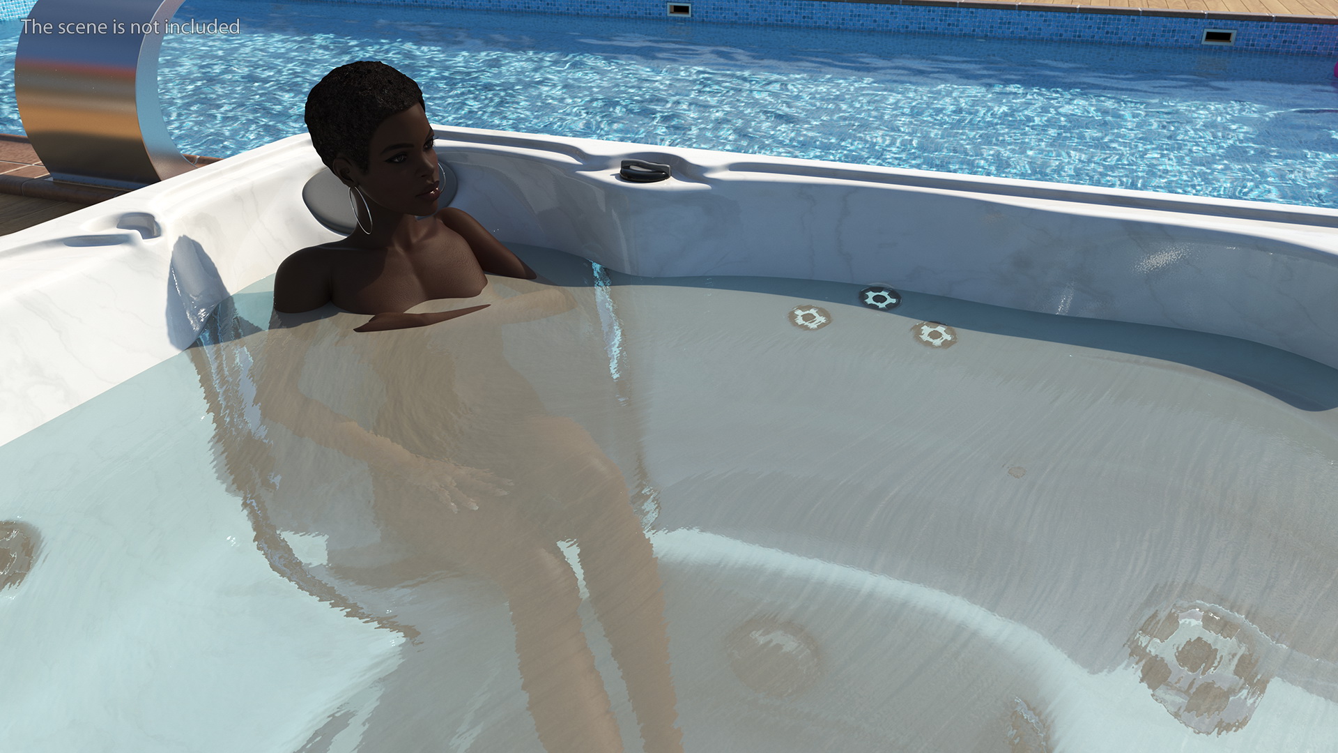 Nude Women in Hot Tub with Water 3D