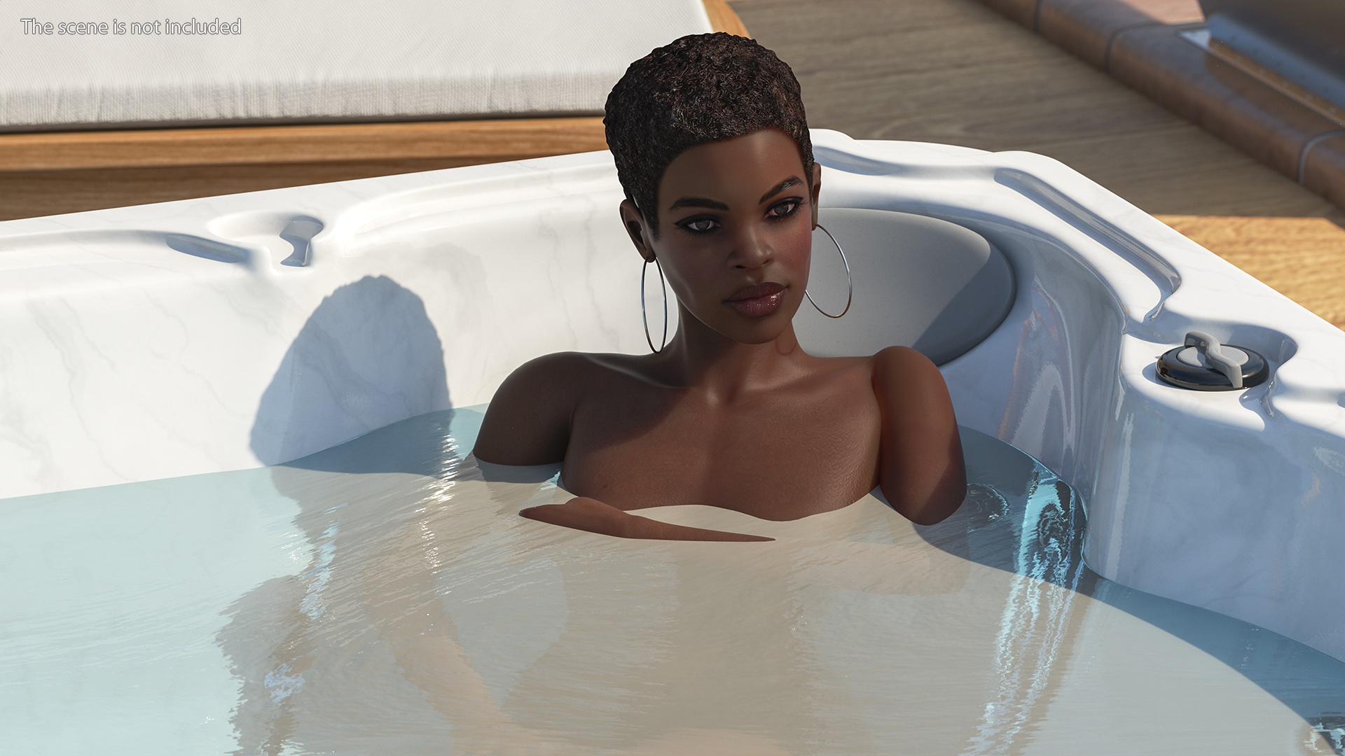 Nude Women in Hot Tub with Water 3D
