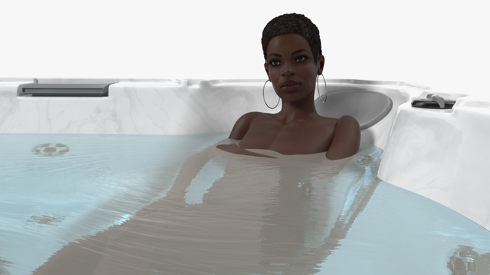 Nude Women in Hot Tub with Water 3D