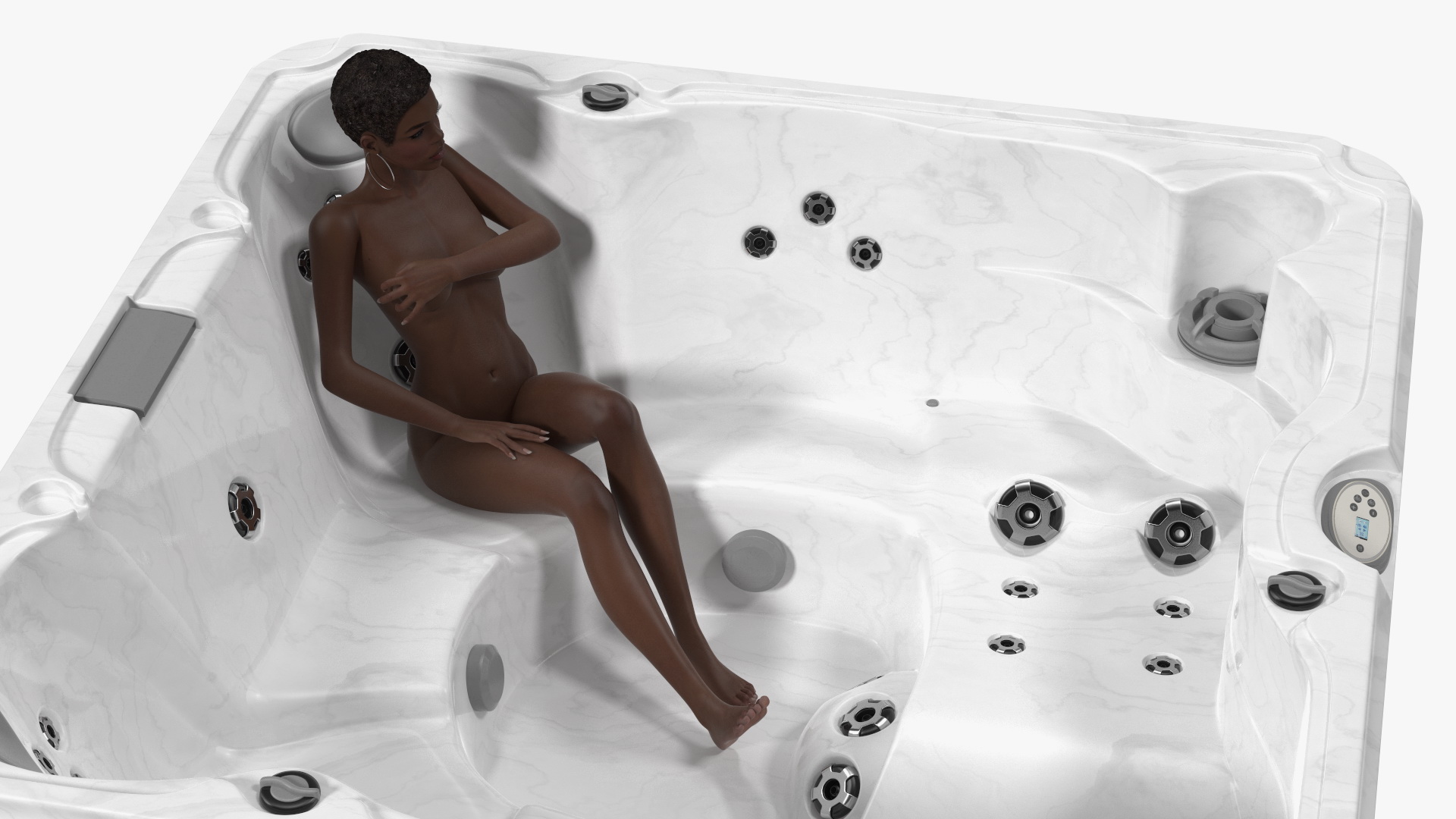 Nude Women in Hot Tub with Water 3D