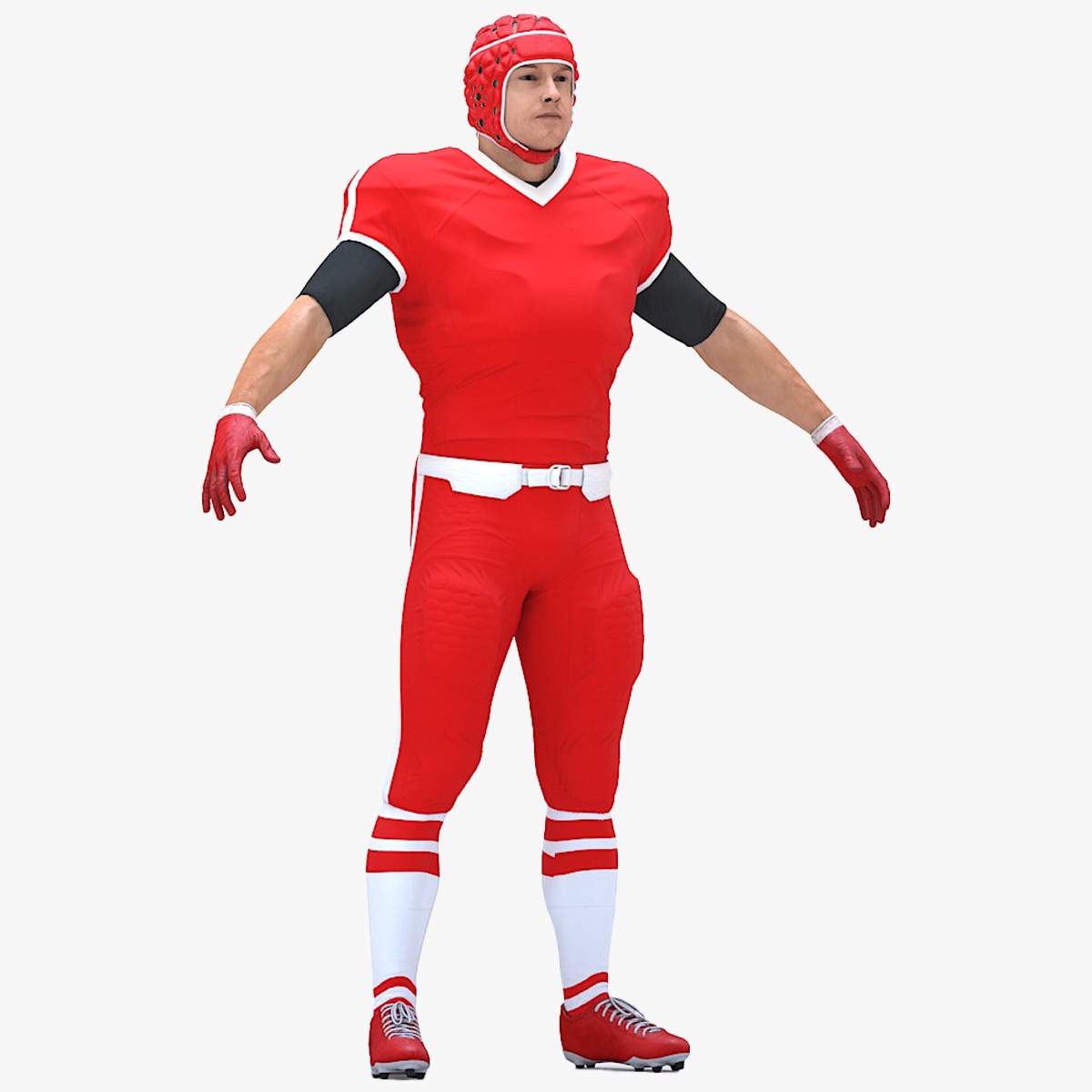Uniform Football Player with Rugby Helmet Headguard Rigged for Maya 3D