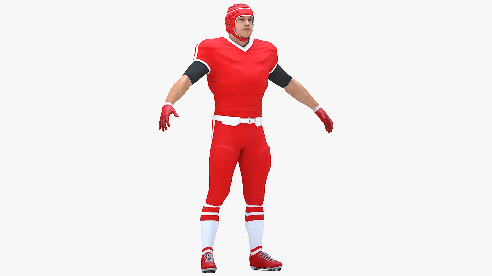 Uniform Football Player with Rugby Helmet Headguard Rigged for Maya 3D