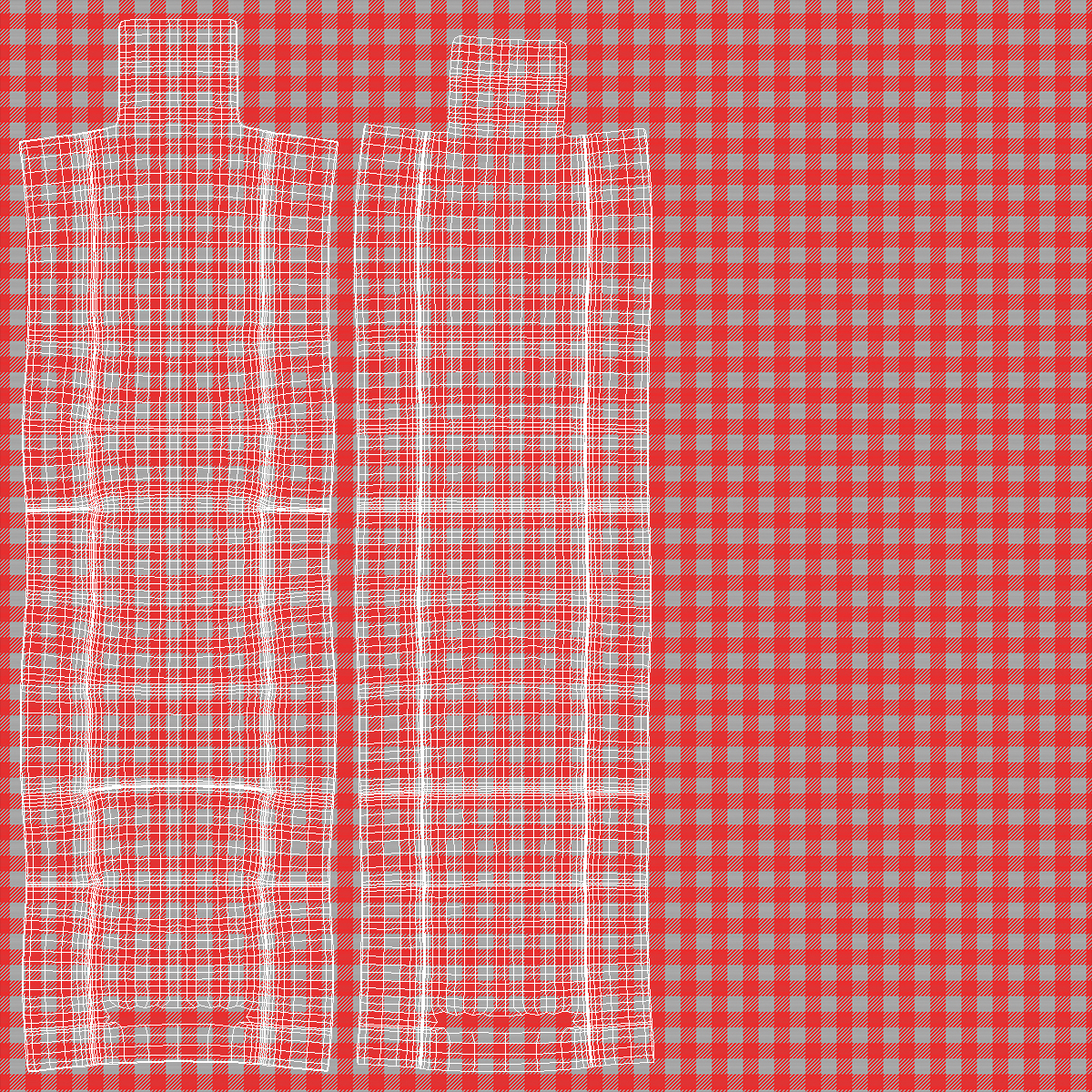 3D Classic Red and White Checkered Picnic Blanket Folded model