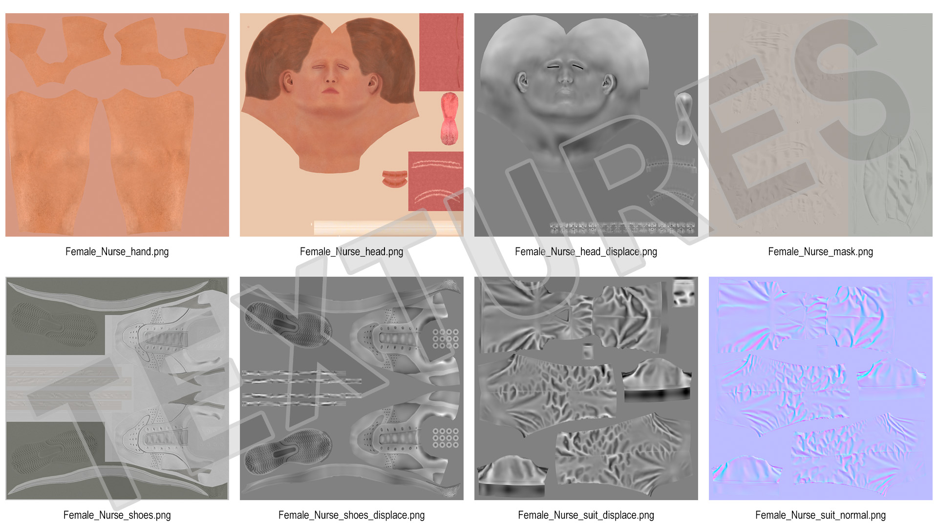 3D Female Nurse Character with Mask Fur