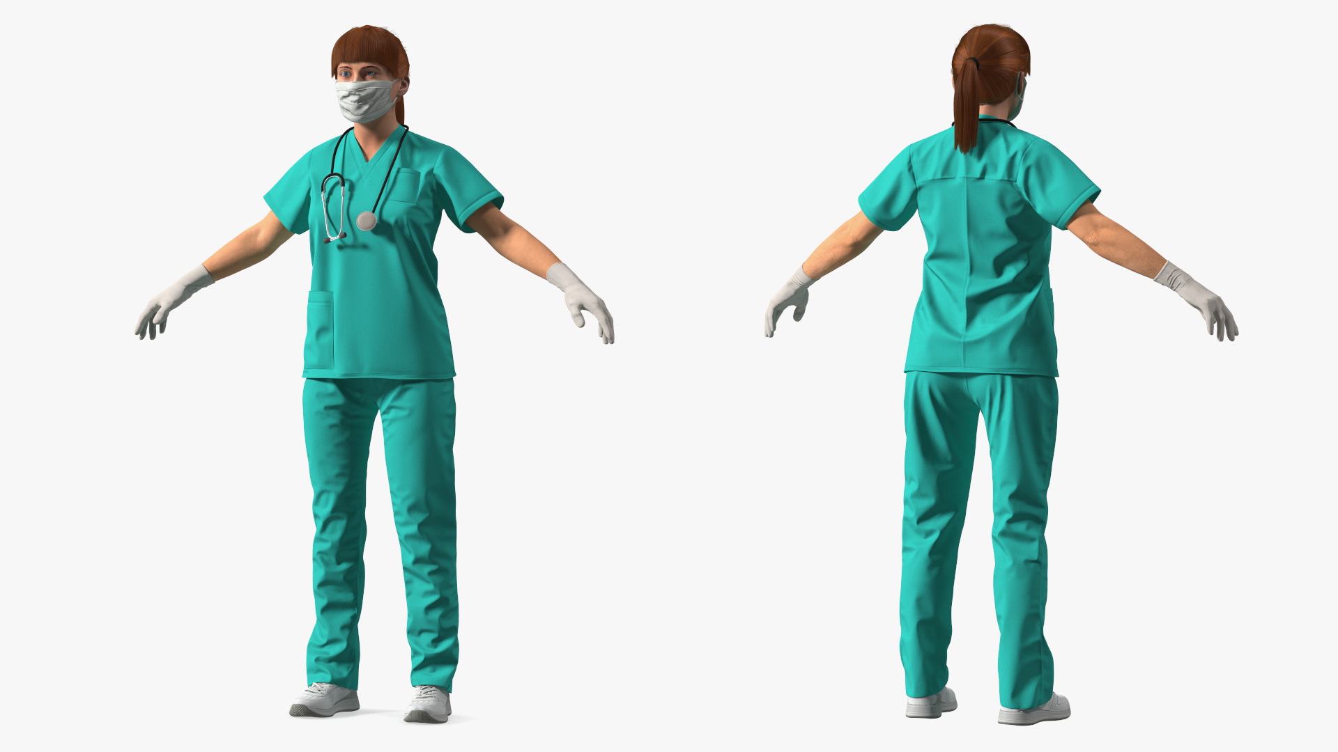 3D Female Nurse Character with Mask Fur
