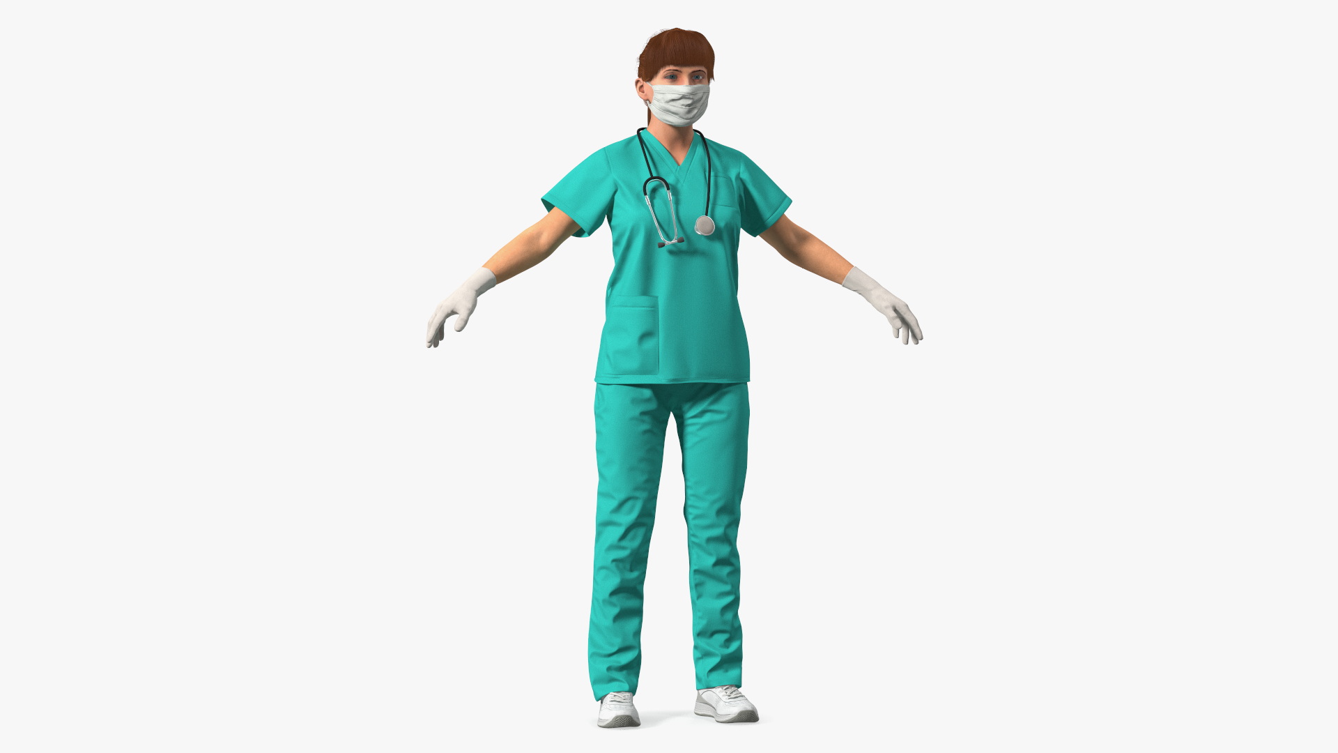 3D Female Nurse Character with Mask Fur