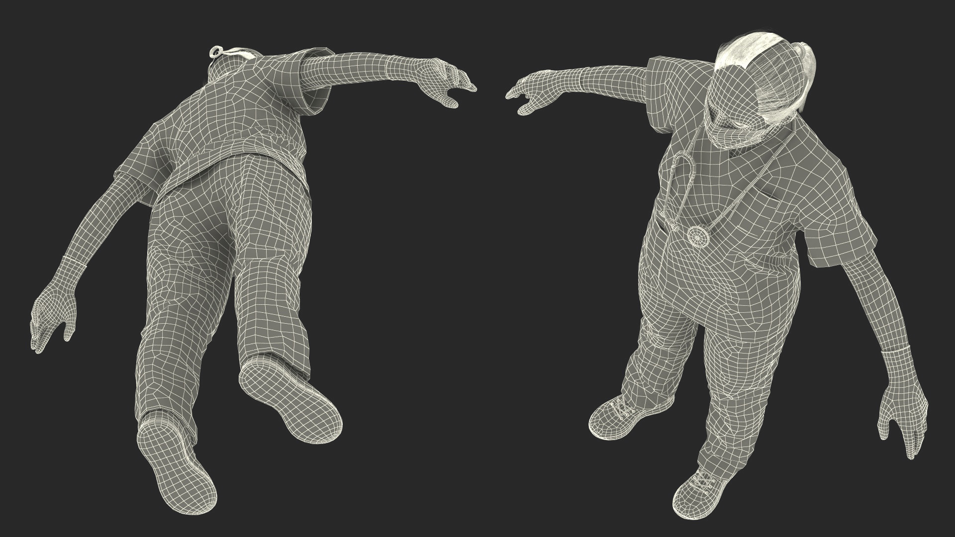 3D Female Nurse Character with Mask Fur