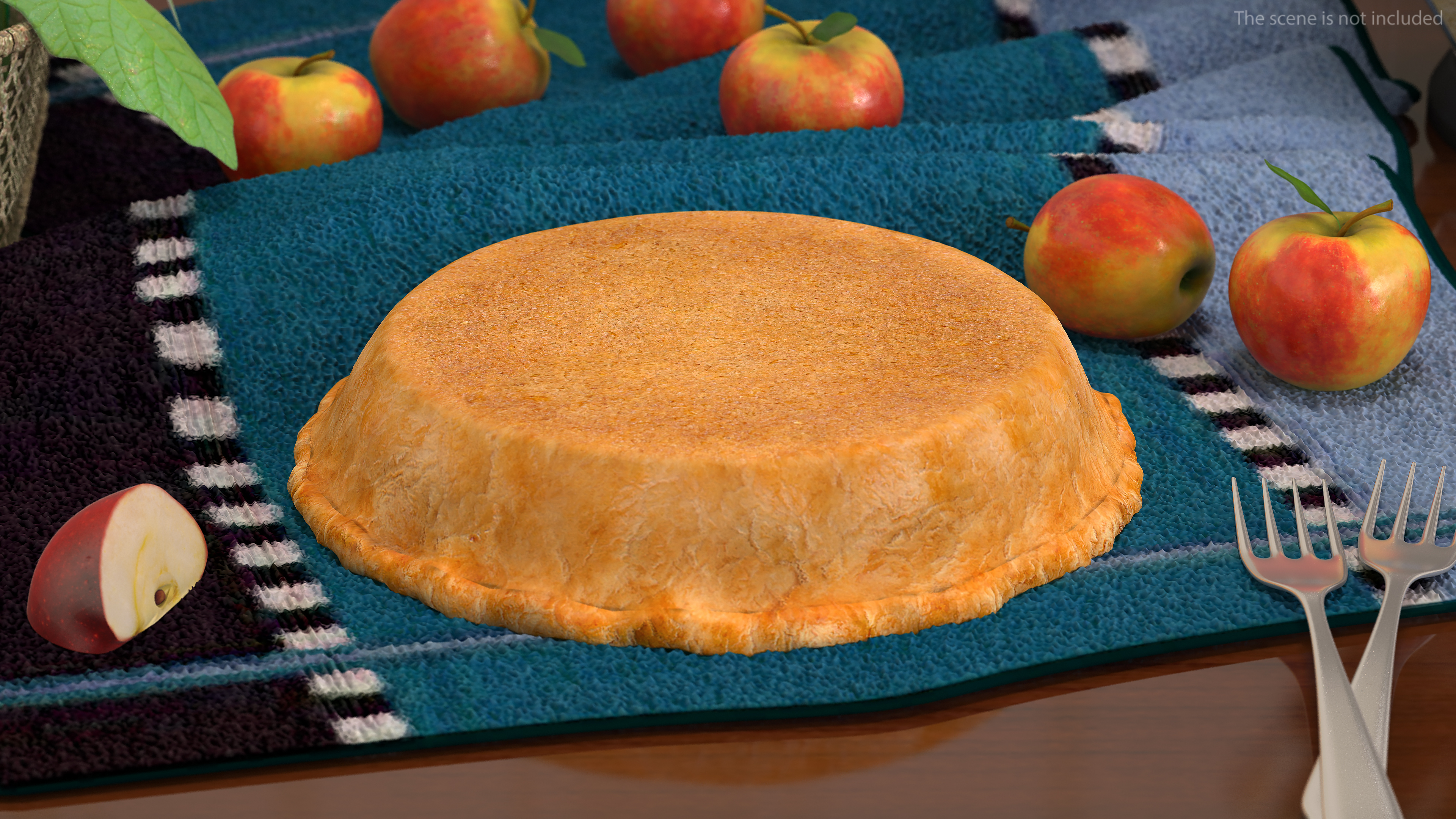 3D Open Face Blueberry Pie model