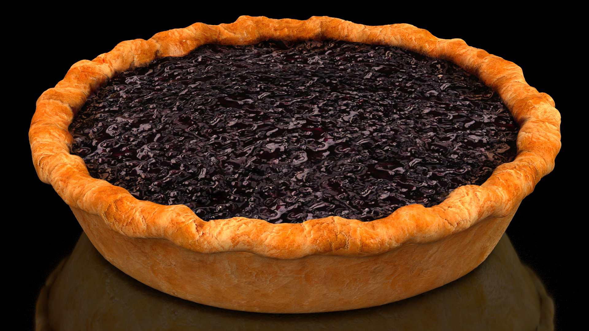 3D Open Face Blueberry Pie model