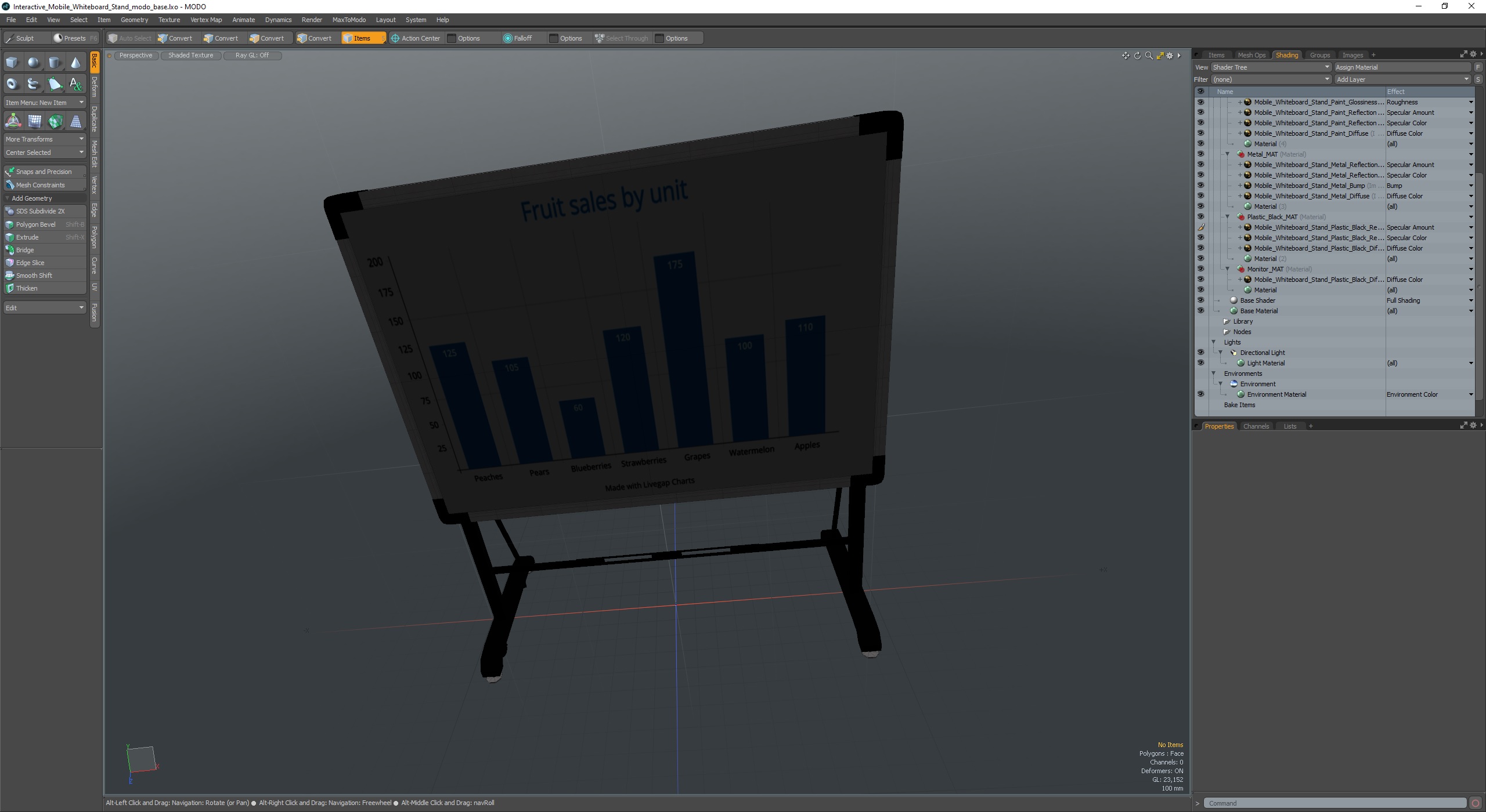 3D model Interactive Mobile Whiteboard Stand