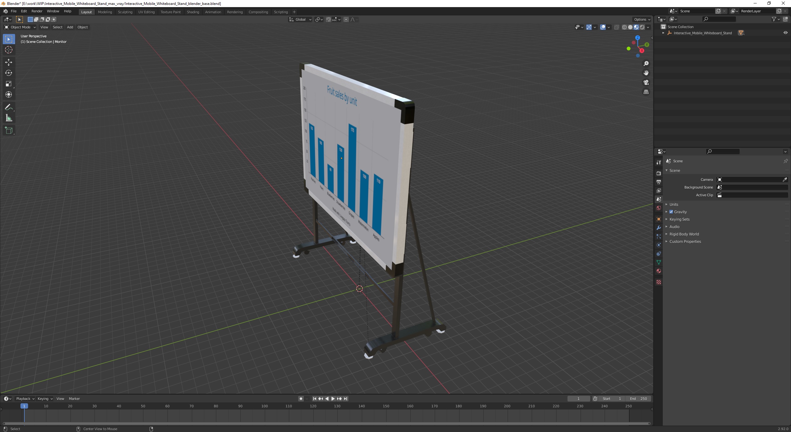 3D model Interactive Mobile Whiteboard Stand