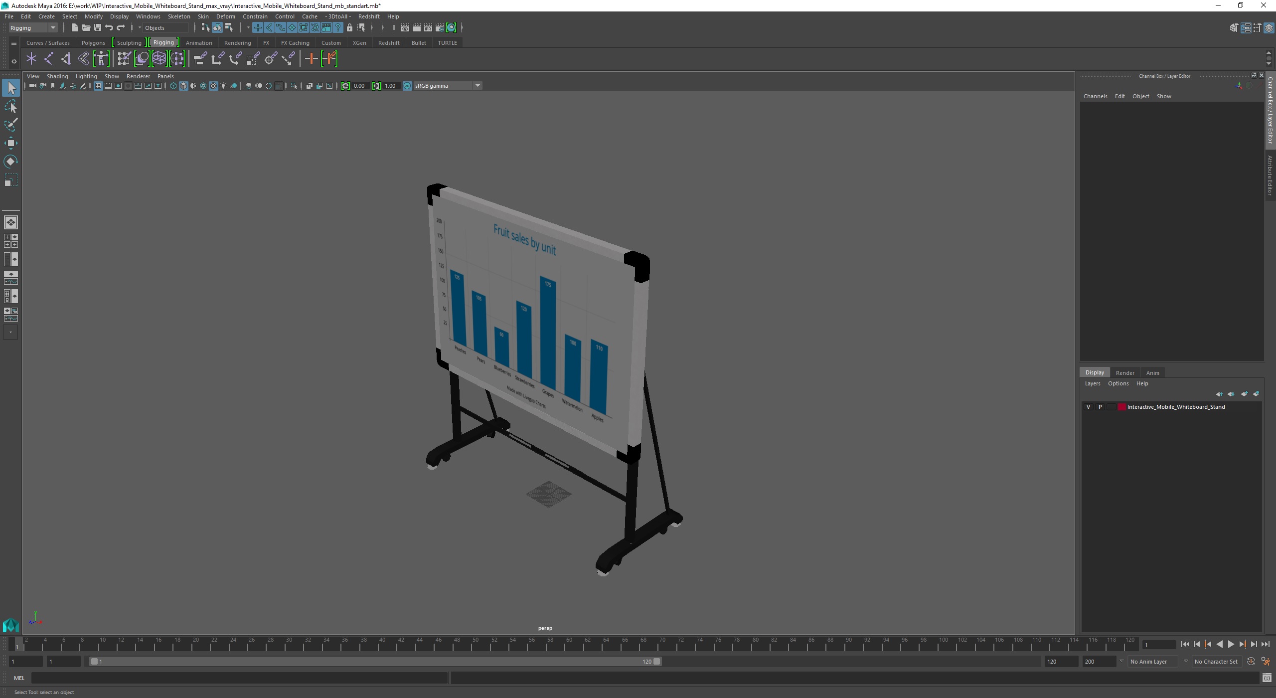 3D model Interactive Mobile Whiteboard Stand