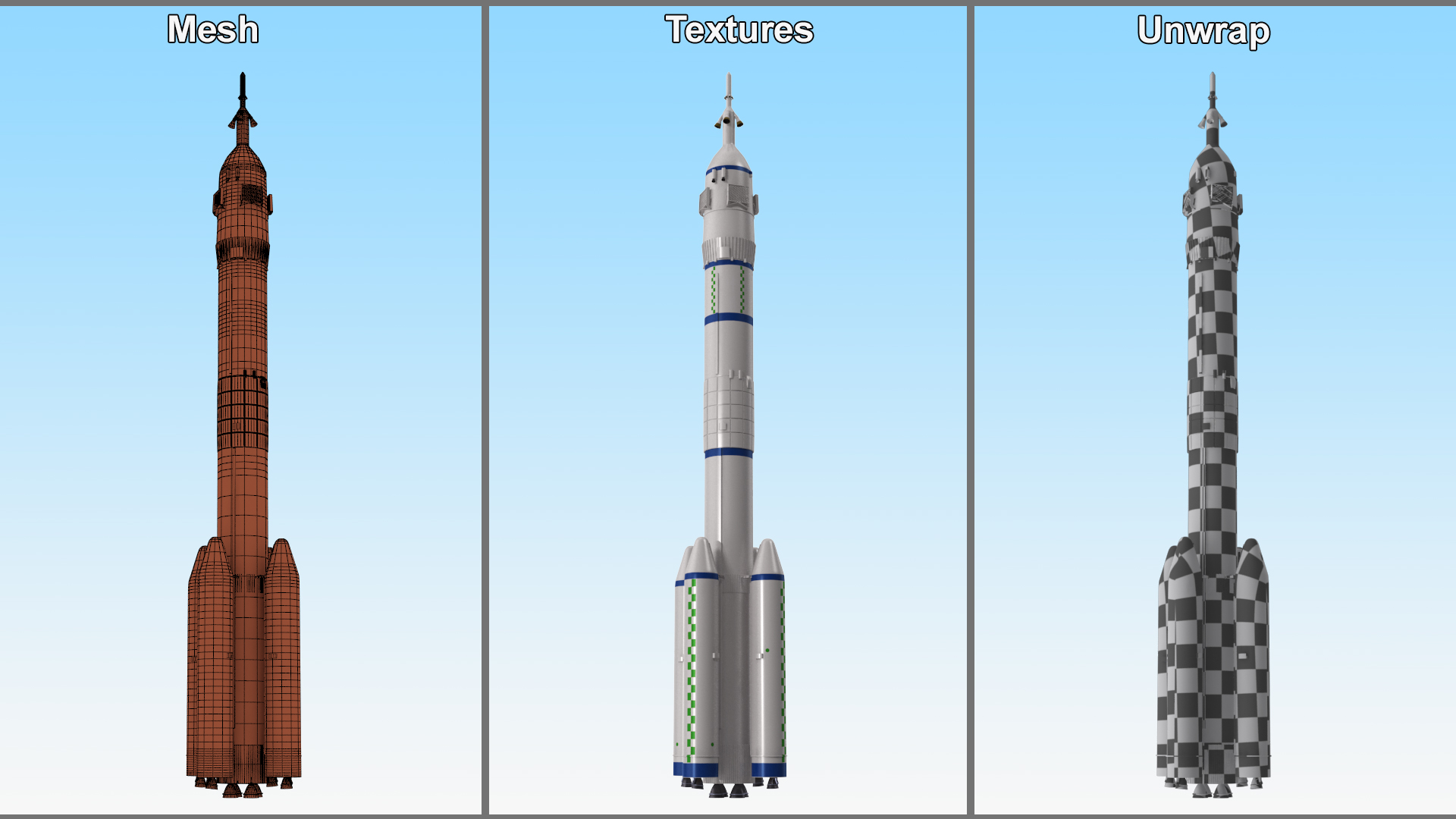 Modern Space Rocket 3D model