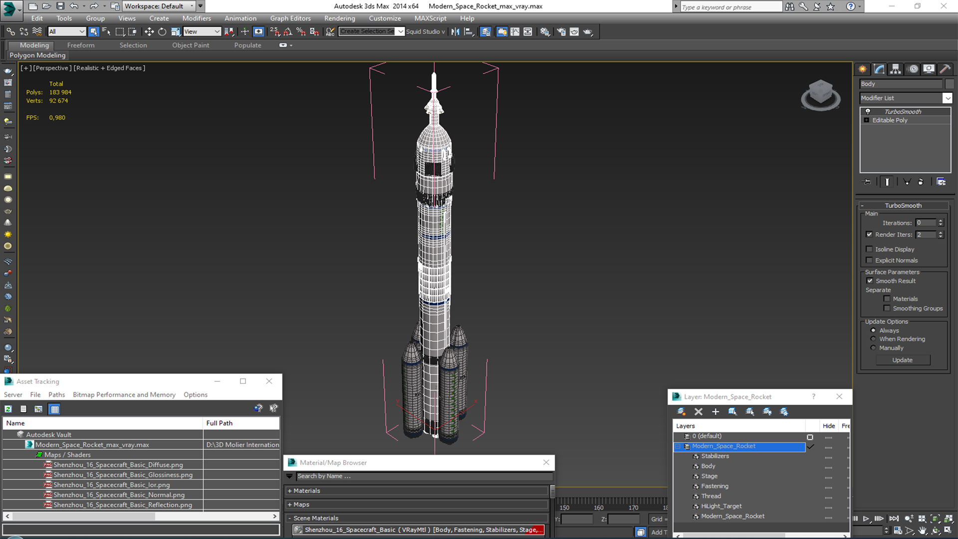 Modern Space Rocket 3D model