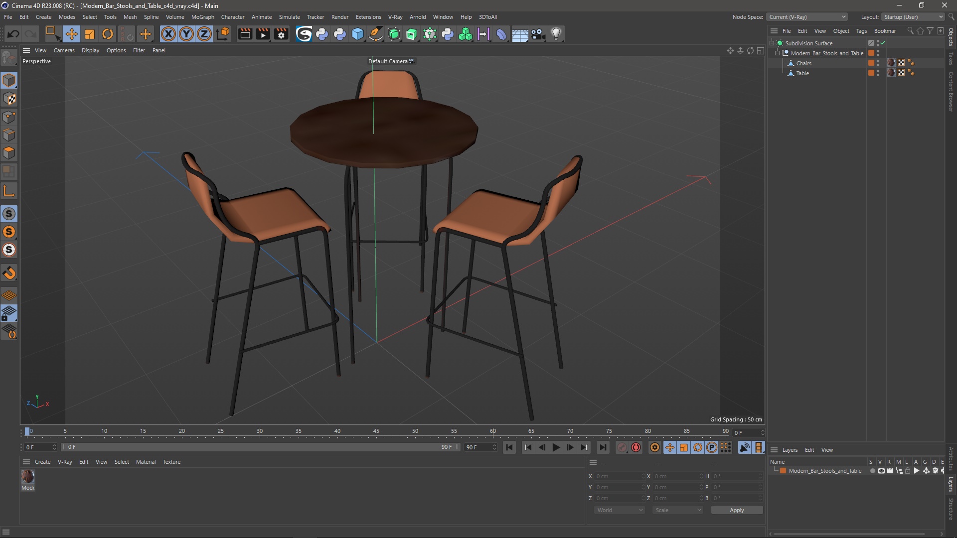 Modern Bar Stools and Table 3D
