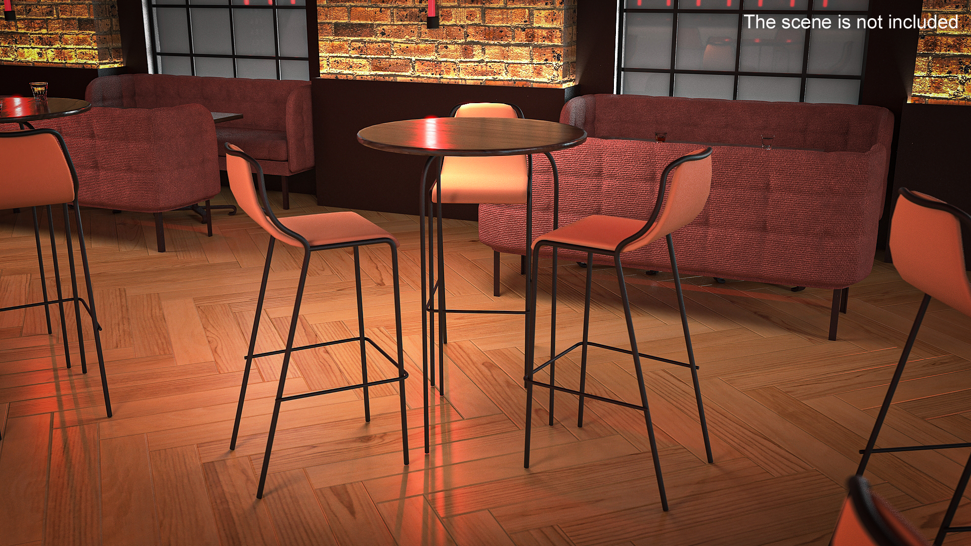 Modern Bar Stools and Table 3D