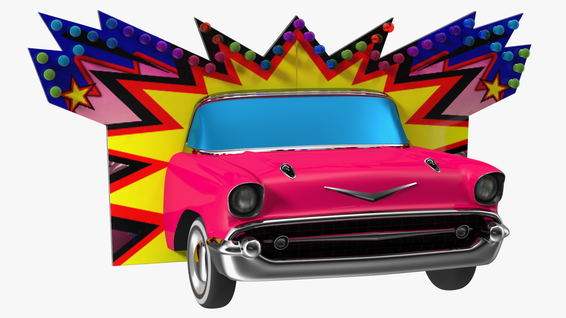 Advertising Volumetric Sign Vintage Car 3D model