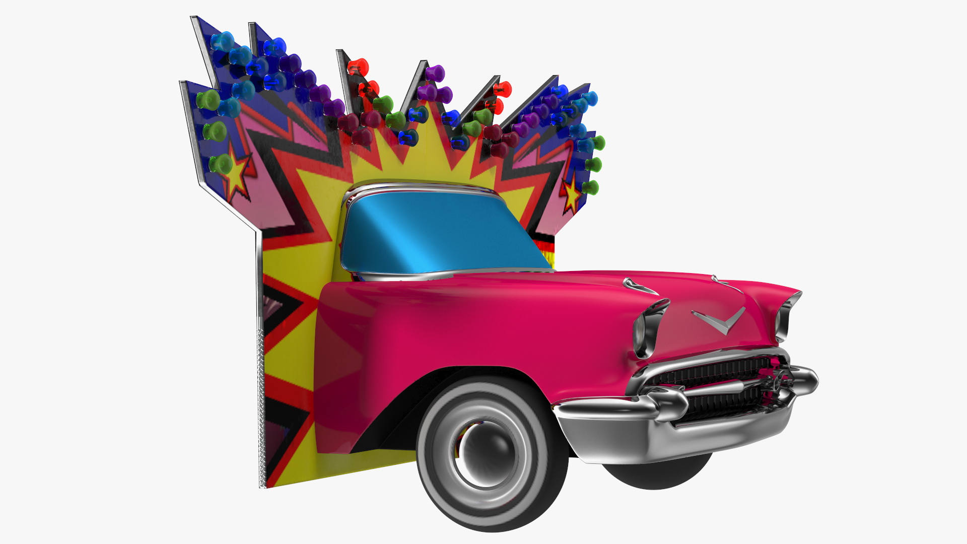 Advertising Volumetric Sign Vintage Car 3D model