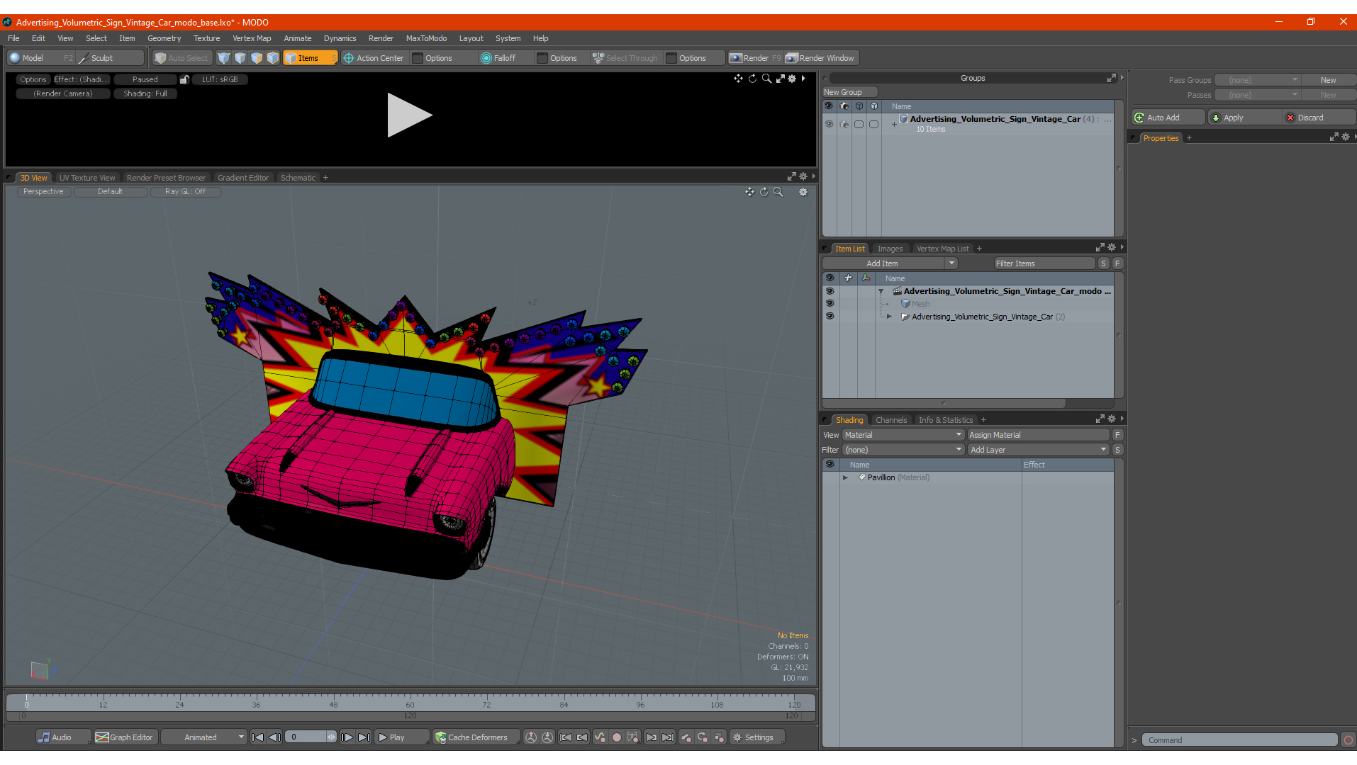 Advertising Volumetric Sign Vintage Car 3D model