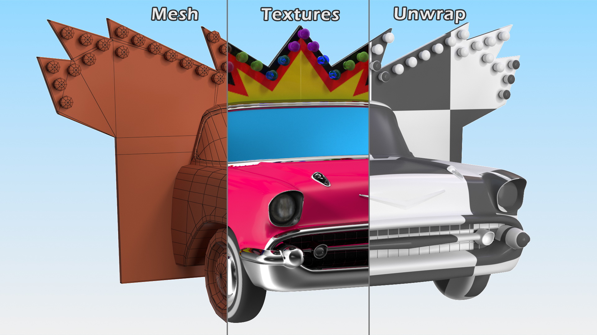 Advertising Volumetric Sign Vintage Car 3D model