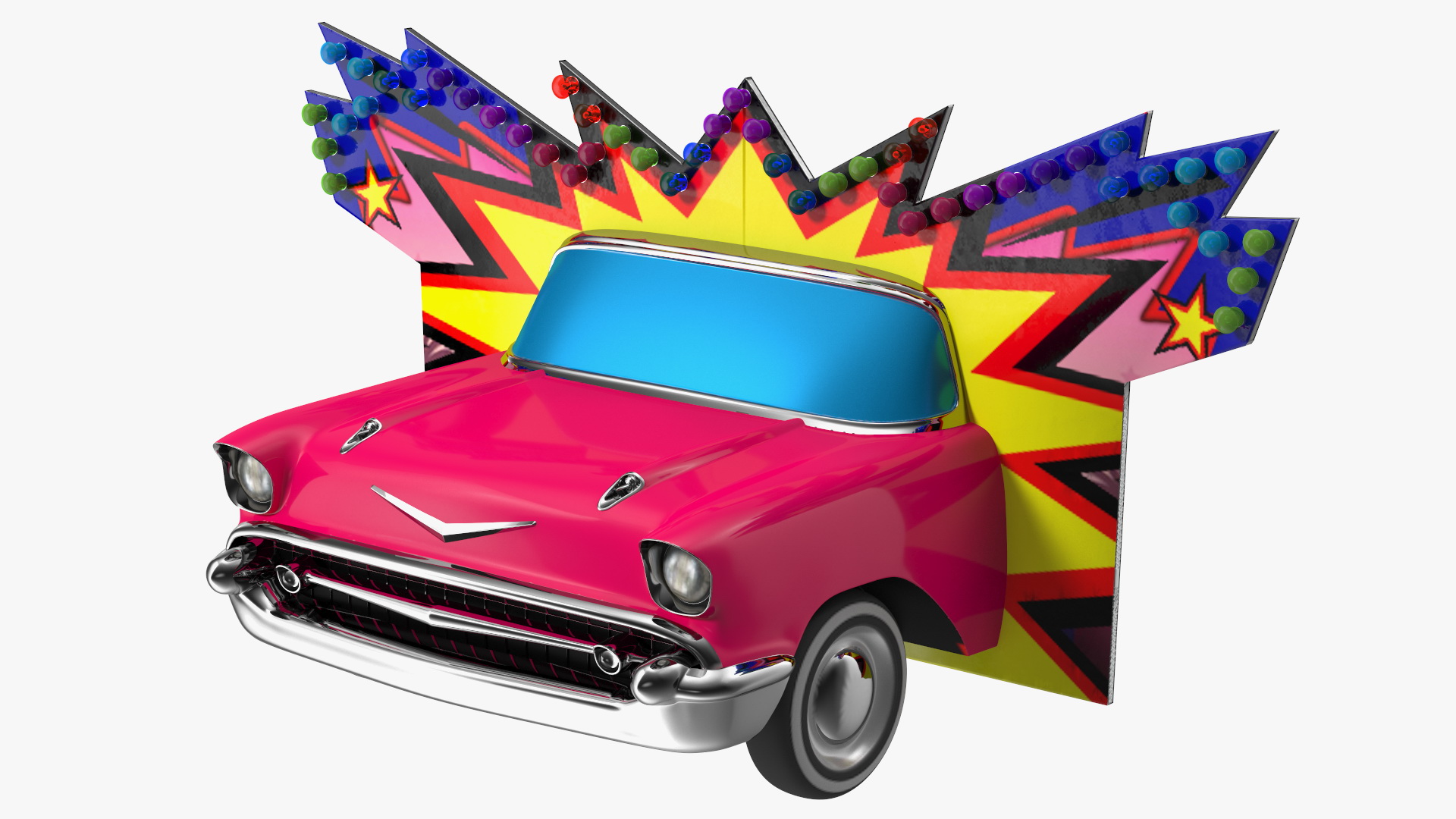 Advertising Volumetric Sign Vintage Car 3D model