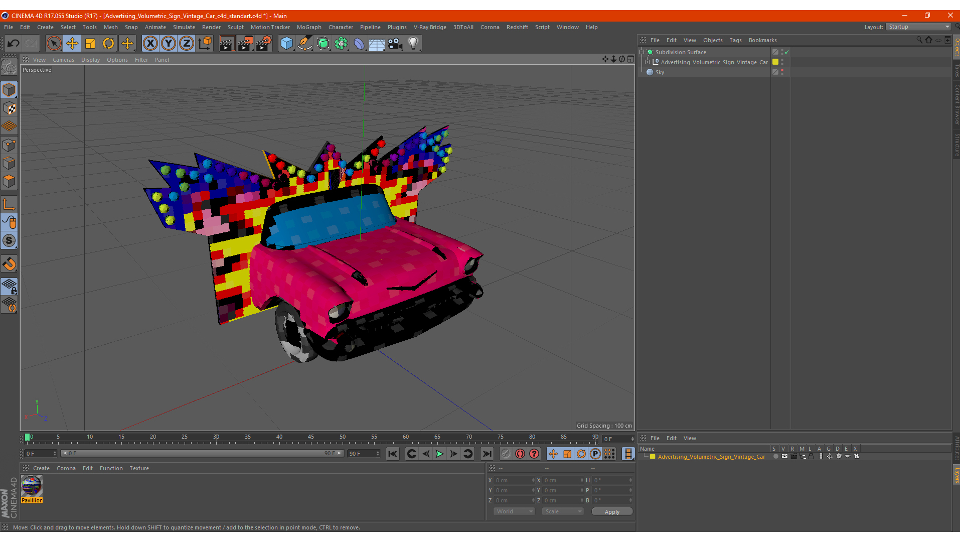 Advertising Volumetric Sign Vintage Car 3D model