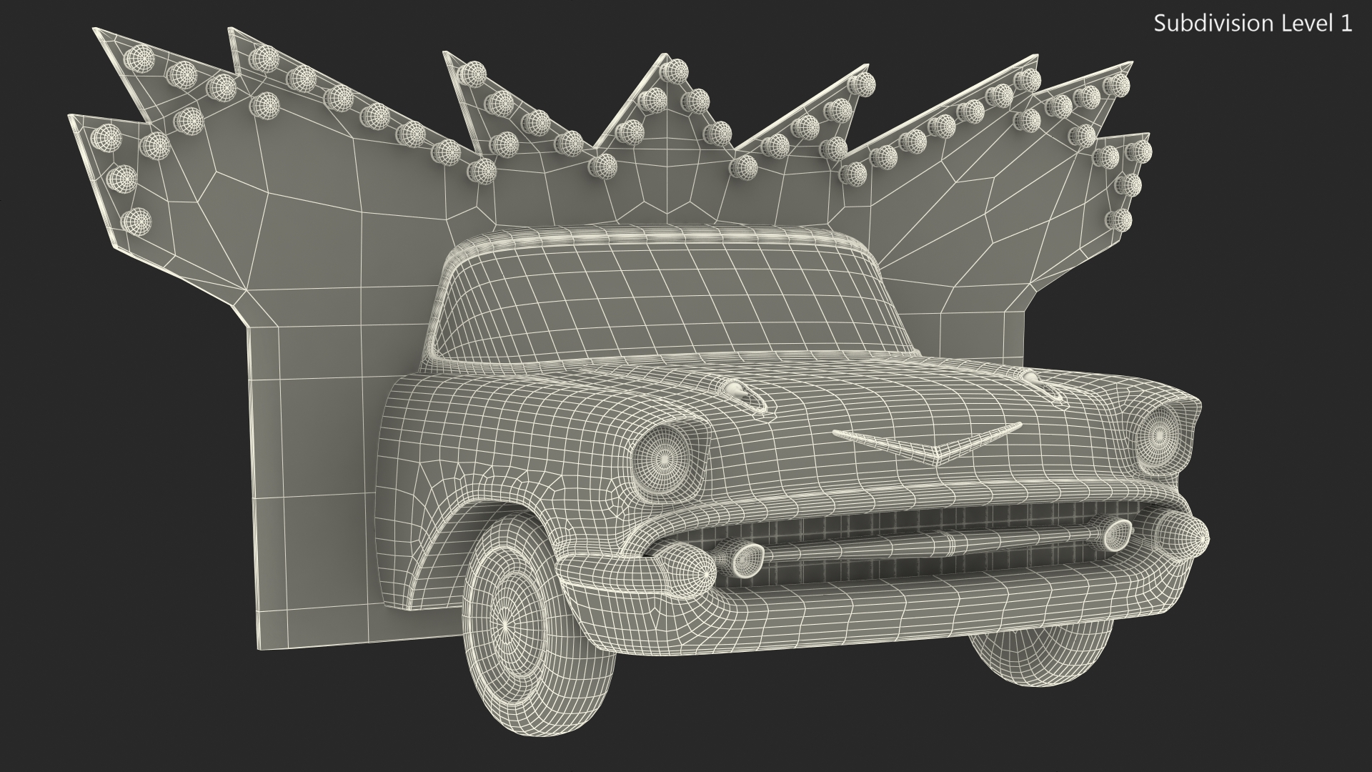 Advertising Volumetric Sign Vintage Car 3D model