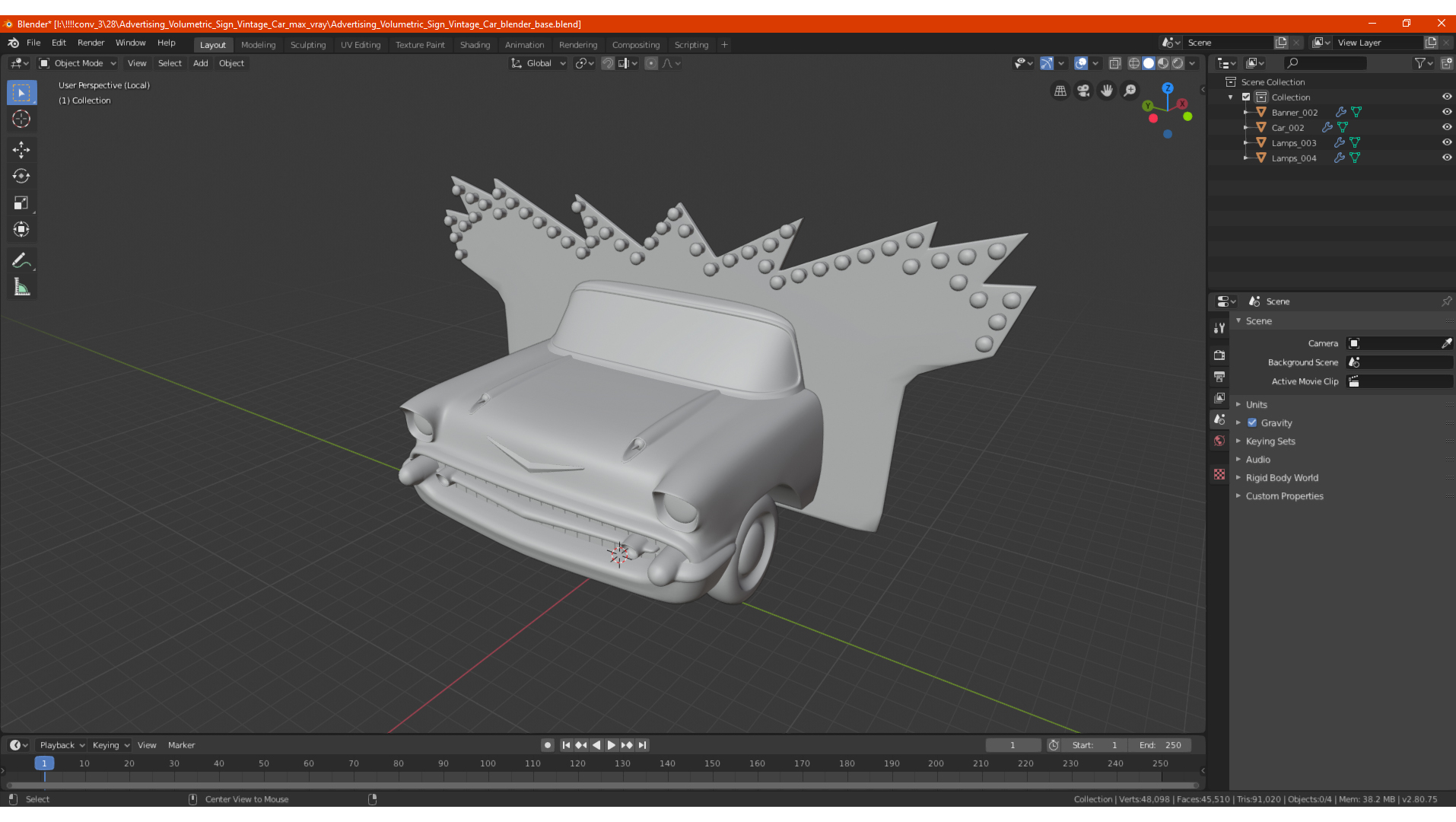 Advertising Volumetric Sign Vintage Car 3D model