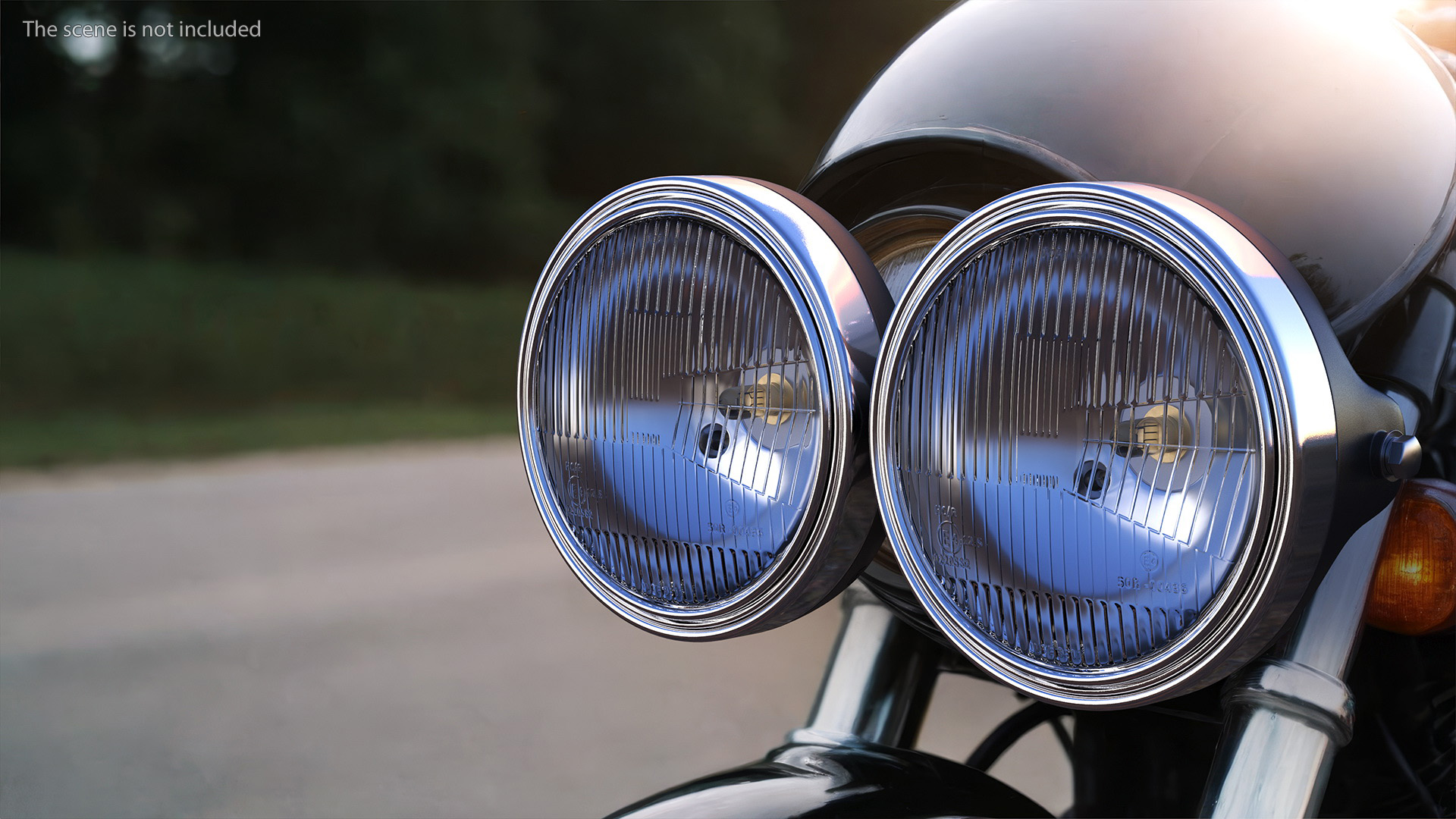 3D Motorcycle Headlight Pair White