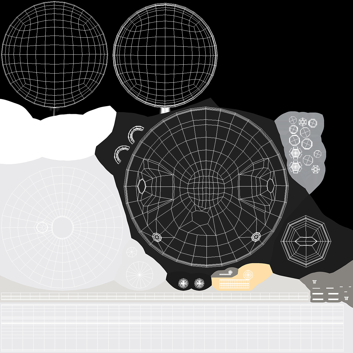 3D Motorcycle Headlight Pair White