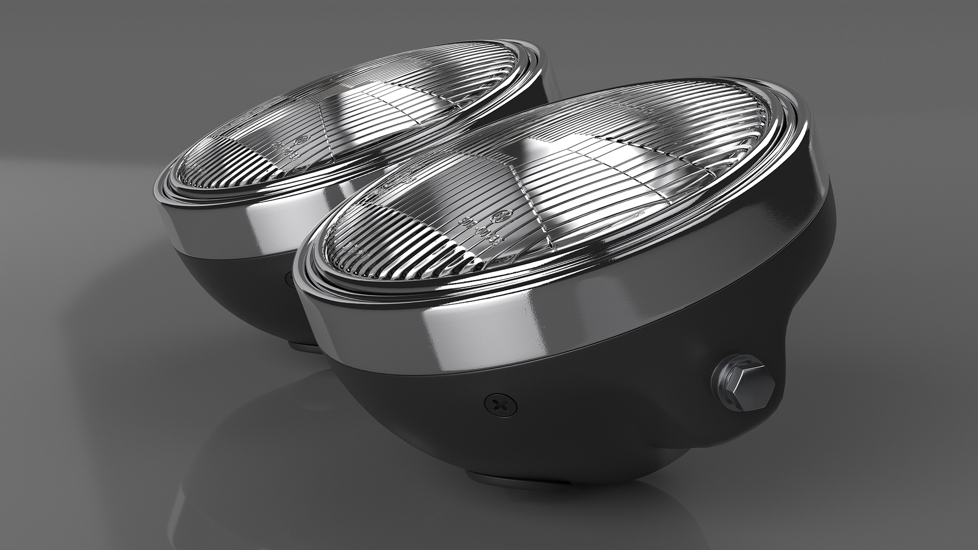 3D Motorcycle Headlight Pair White