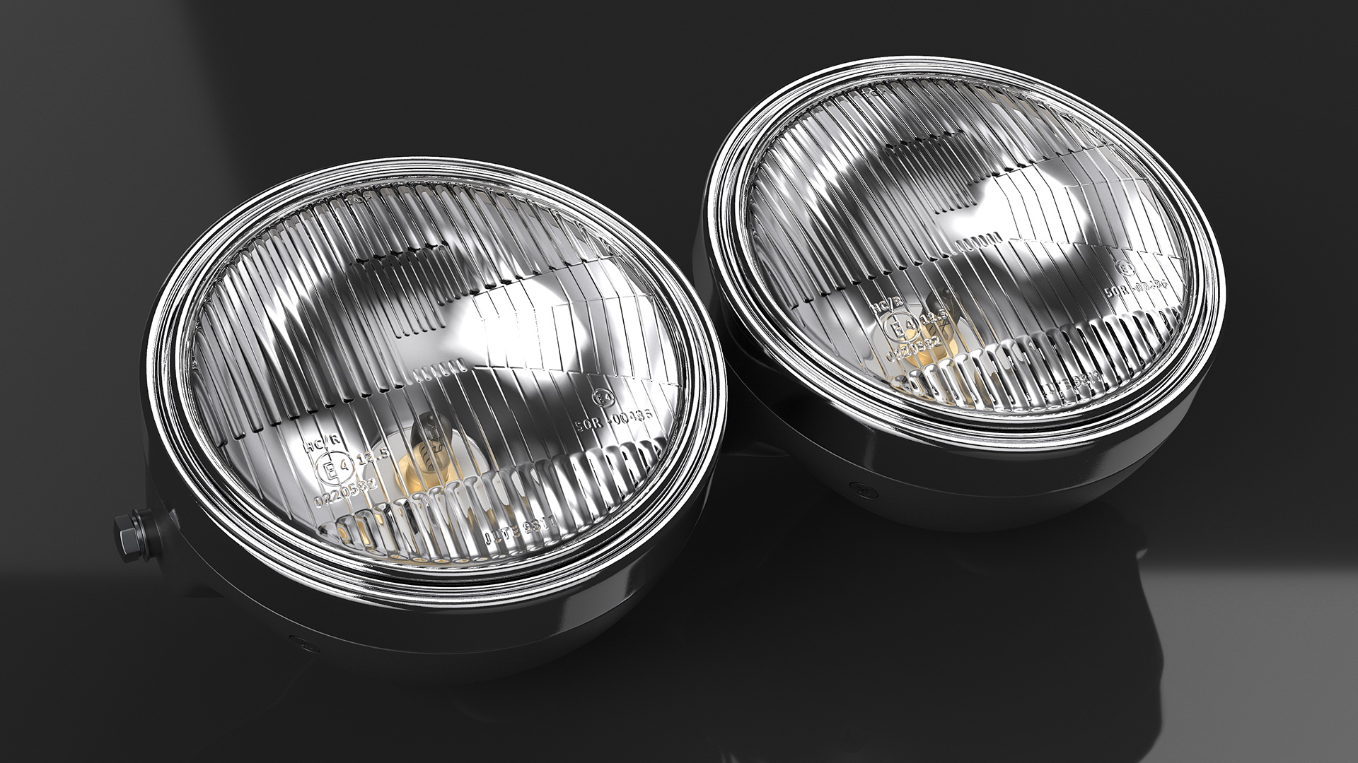 3D Motorcycle Headlight Pair White