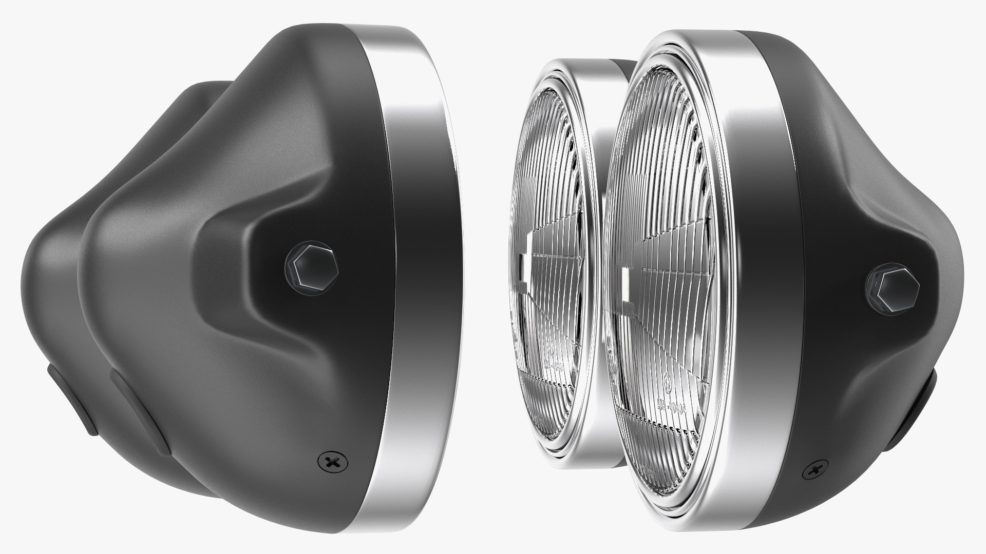 3D Motorcycle Headlight Pair White