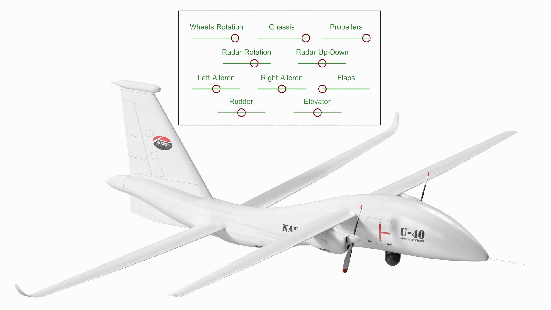 3D Yabhon United 40-UAV White Color Rigged for Cinema 4D model
