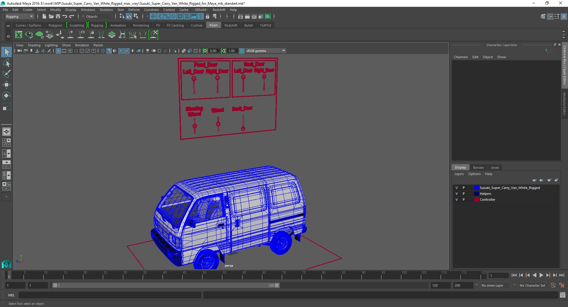 Suzuki Super Carry Van White Rigged for Maya 3D model