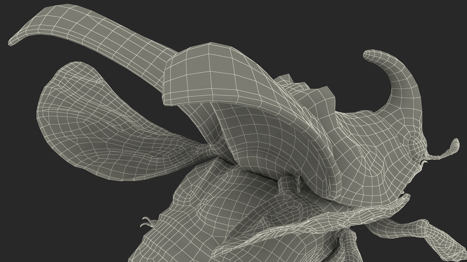 Rhinoceros Beetle Oryctes Nasicornis Flying with Fur 3D